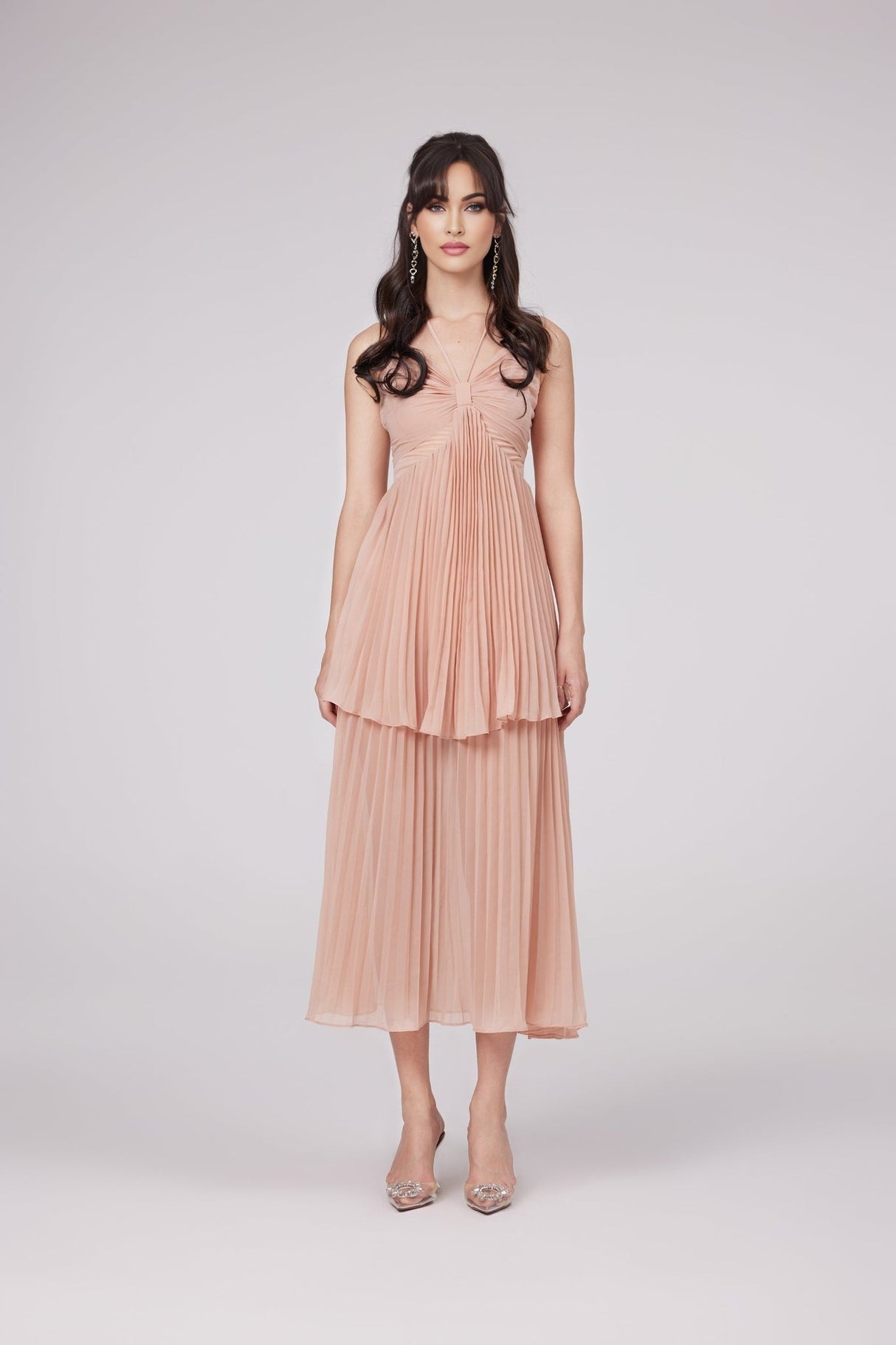 Ivy Pleated Tiered Midi Dress