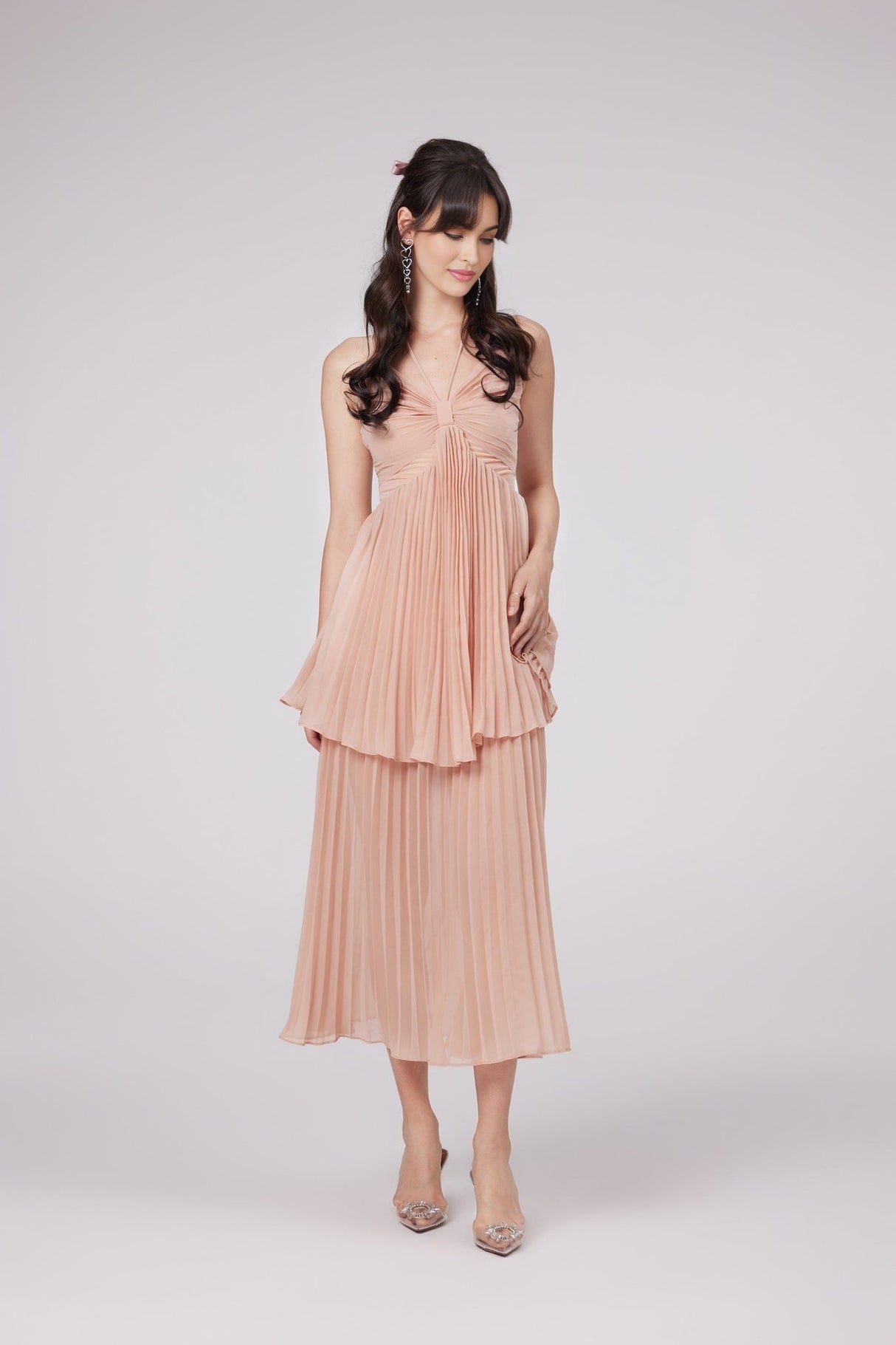 Ivy Pleated Tiered Midi Dress