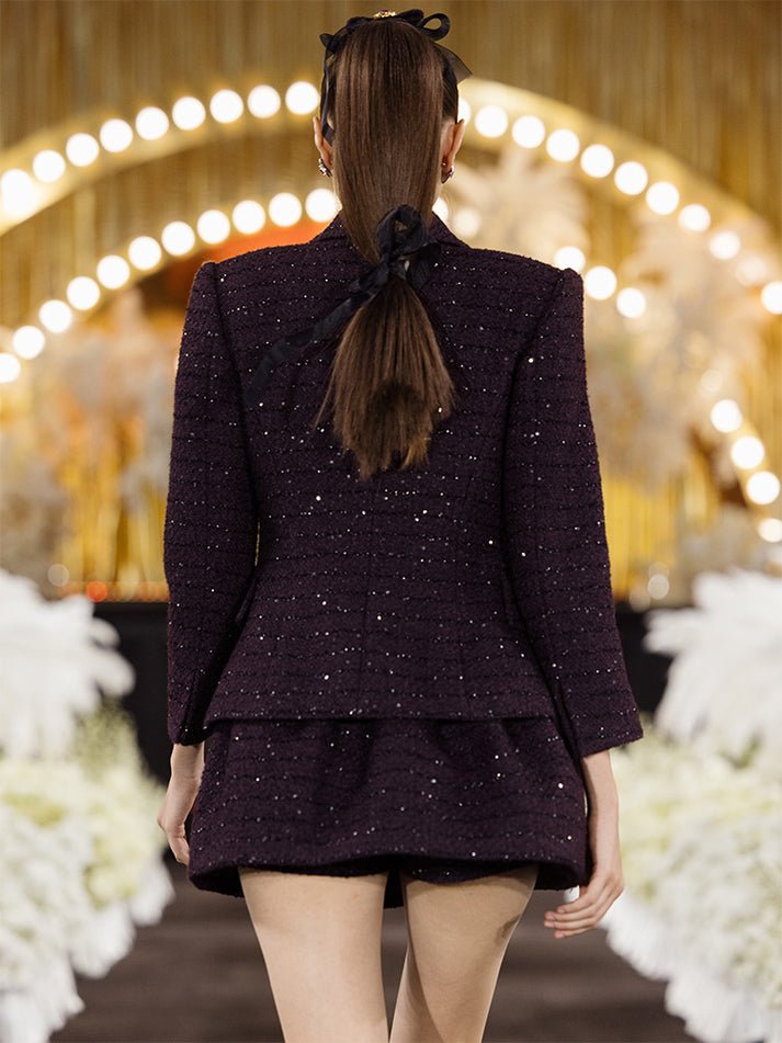 Jacqueline Sophia Tweed Buttoned Blazer - Structured Silhouette - Elegant Button Details - Tailored Fit - Premium Fabric Blend