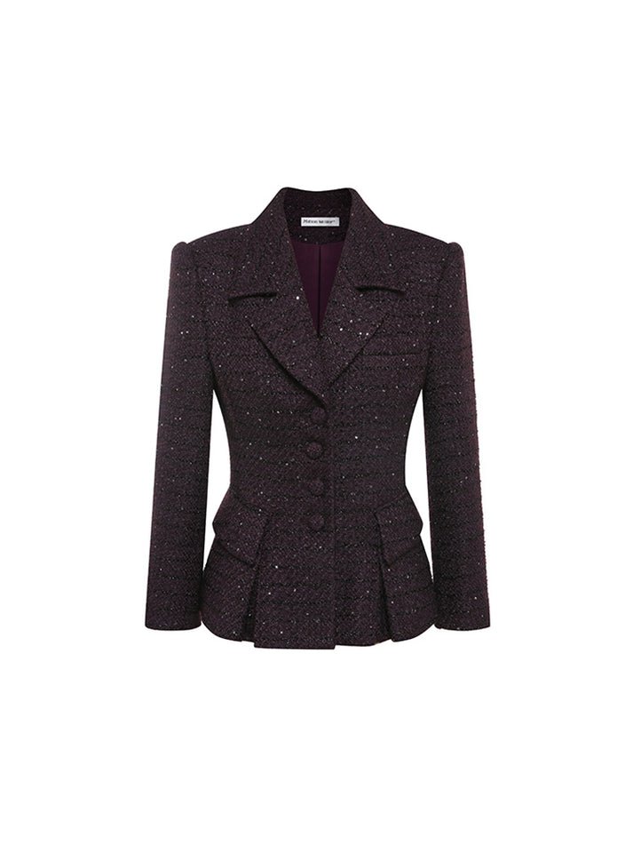 Jacqueline Sophia Tweed Buttoned Blazer - Structured Silhouette - Elegant Button Details - Tailored Fit - Premium Fabric Blend