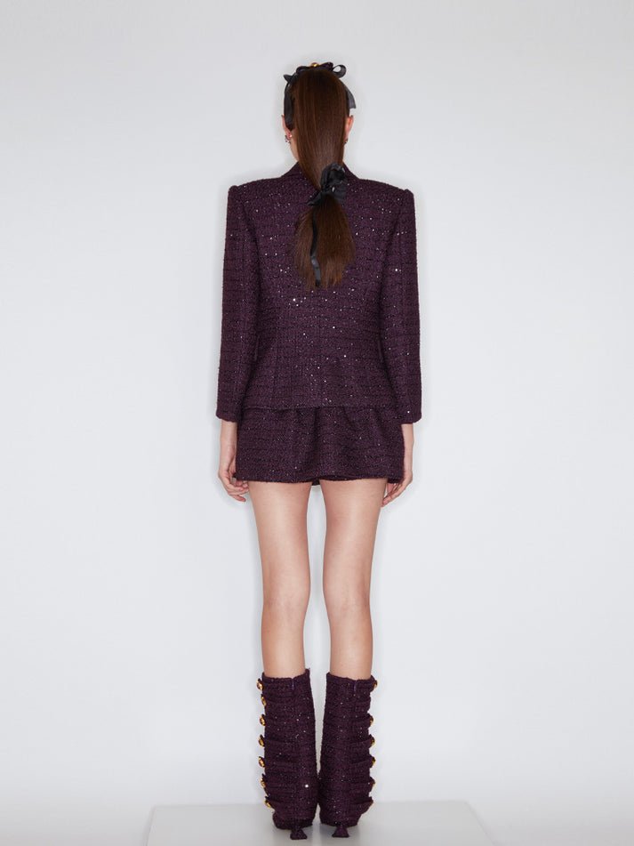 Jacqueline Sophia Tweed Buttoned Blazer - Structured Silhouette - Elegant Button Details - Tailored Fit - Premium Fabric Blend