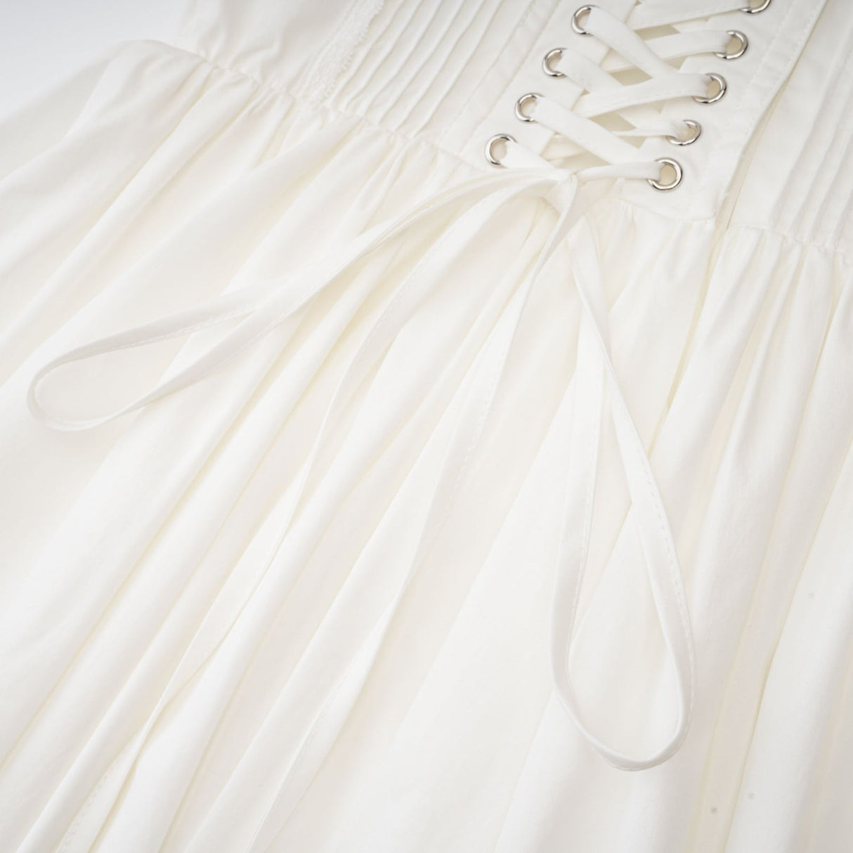 Jada Mini Dress Lace Corset Layered White & Spaghetti Straps