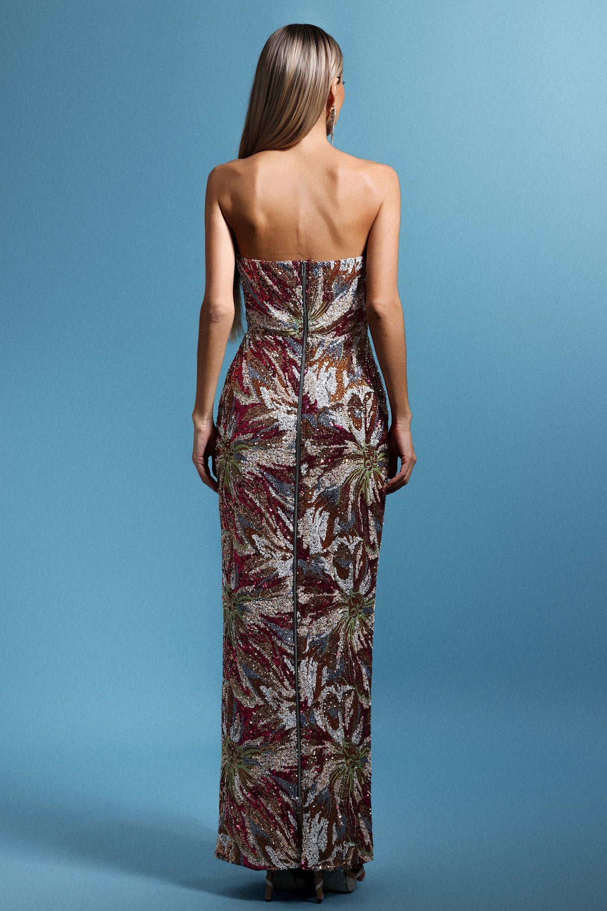Jasmine Multi Color Floral Sequin Maxi Dress