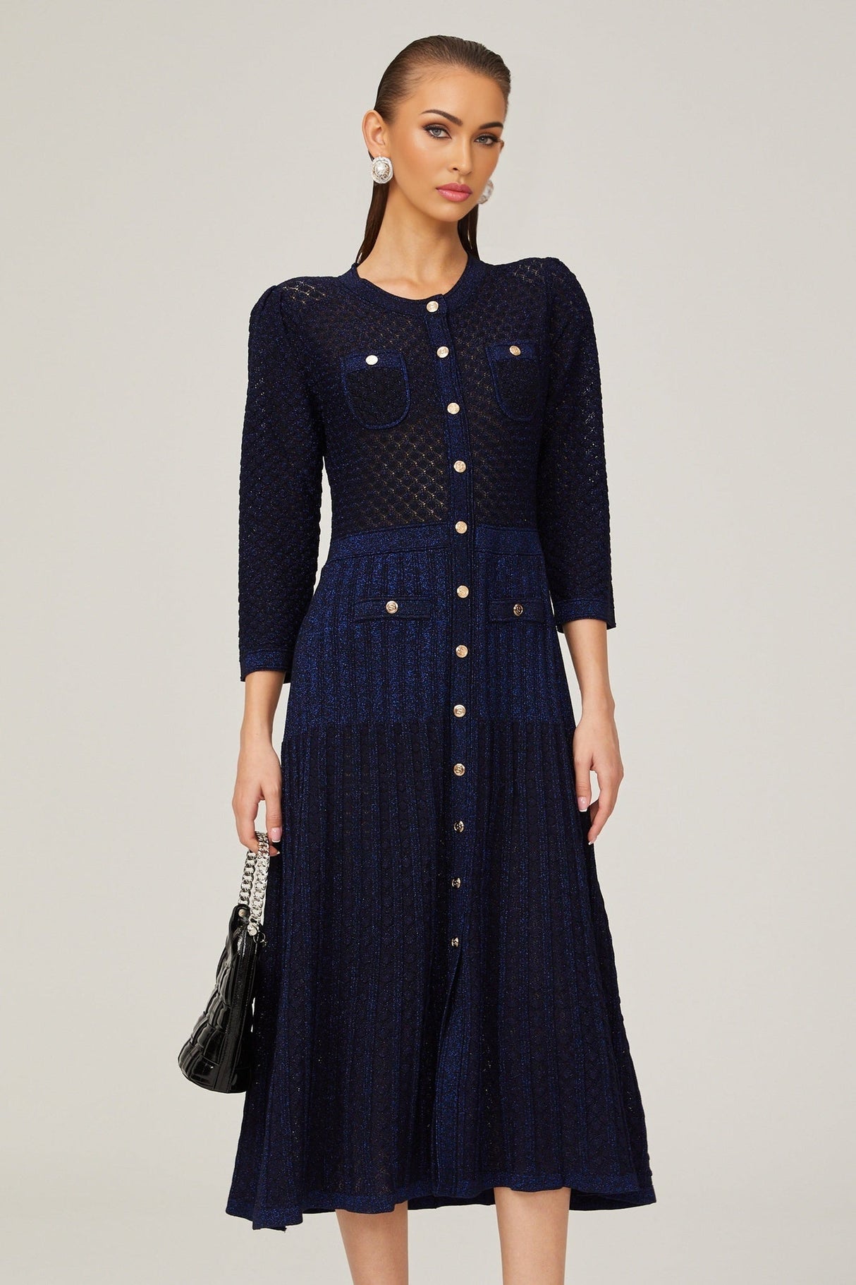 Jayla Long Sleeve Midi Dress in Vibrant Blue