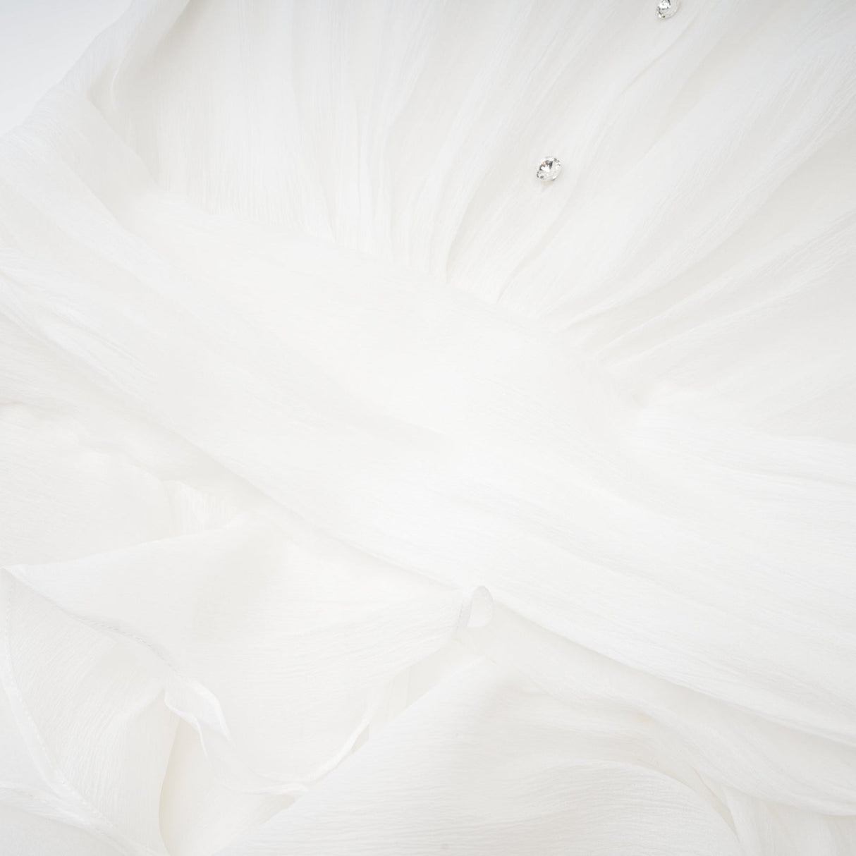 Jayla White Ruffled Blouse With Pointed Collar And Embellished Buttons