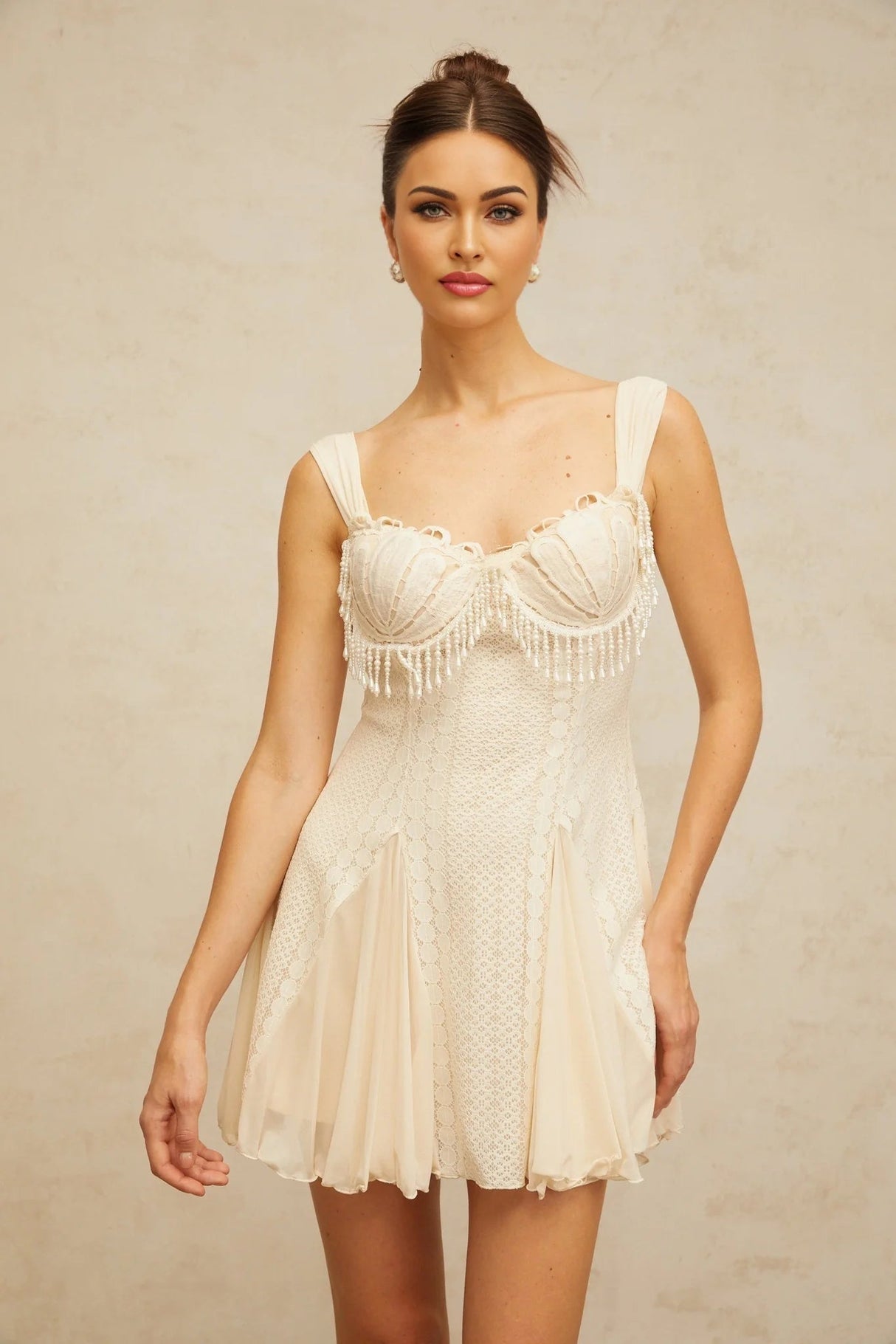 Jazlyn Mini Dress Sweetheart Faux - Pearl Embellished Flare