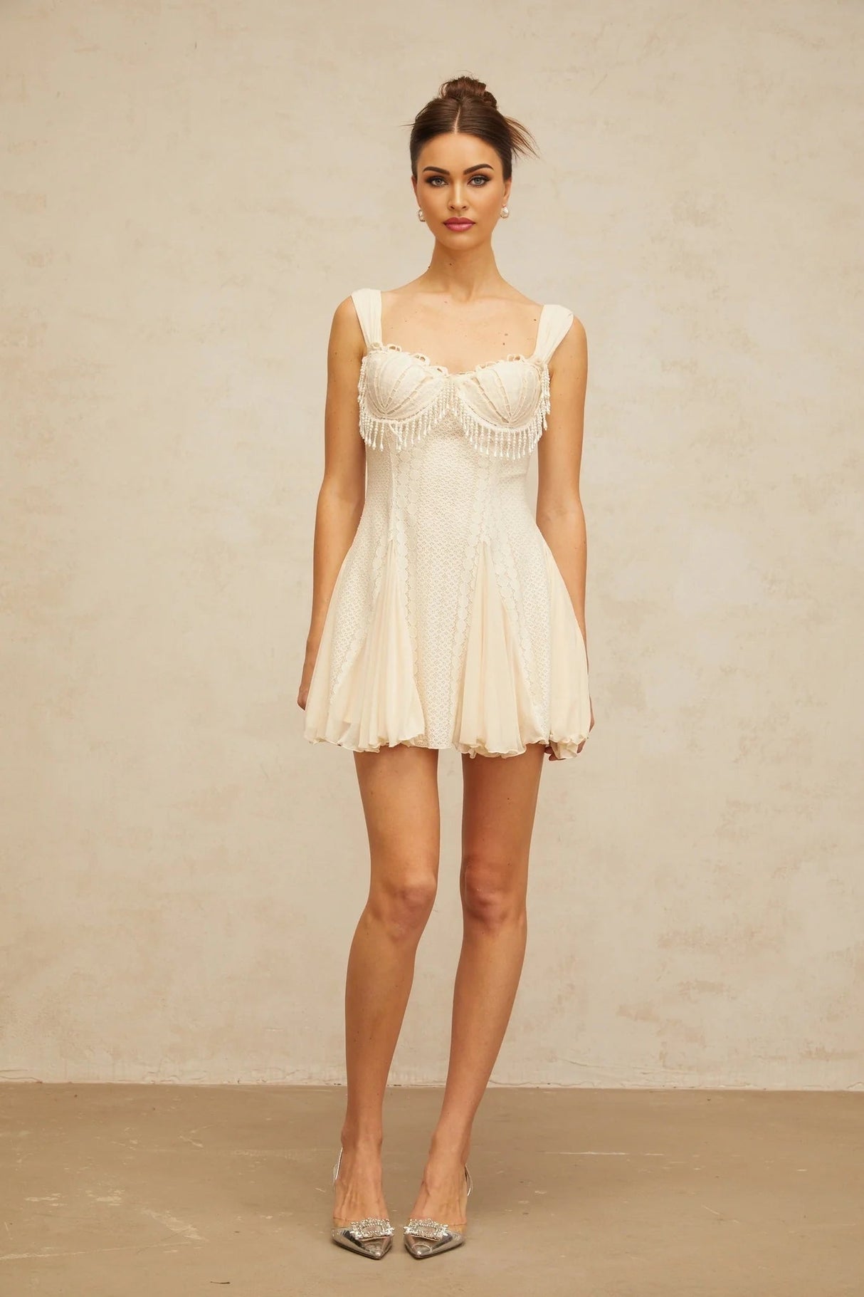 Jazlyn Mini Dress Sweetheart Faux - Pearl Embellished Flare