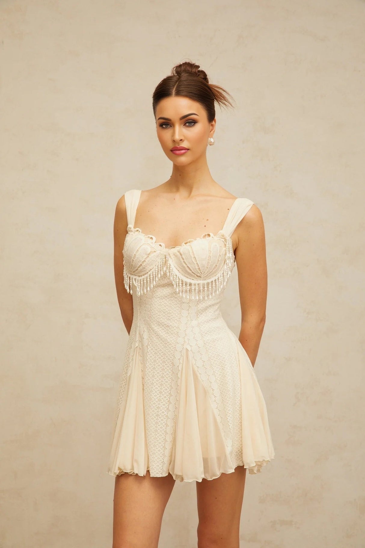 Jazlyn Mini Dress Sweetheart Faux - Pearl Embellished Flare