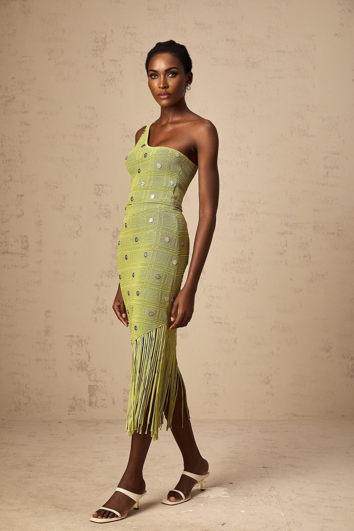 Jenna Skirt & Top Set Green Knit Top & Skirt Embellished