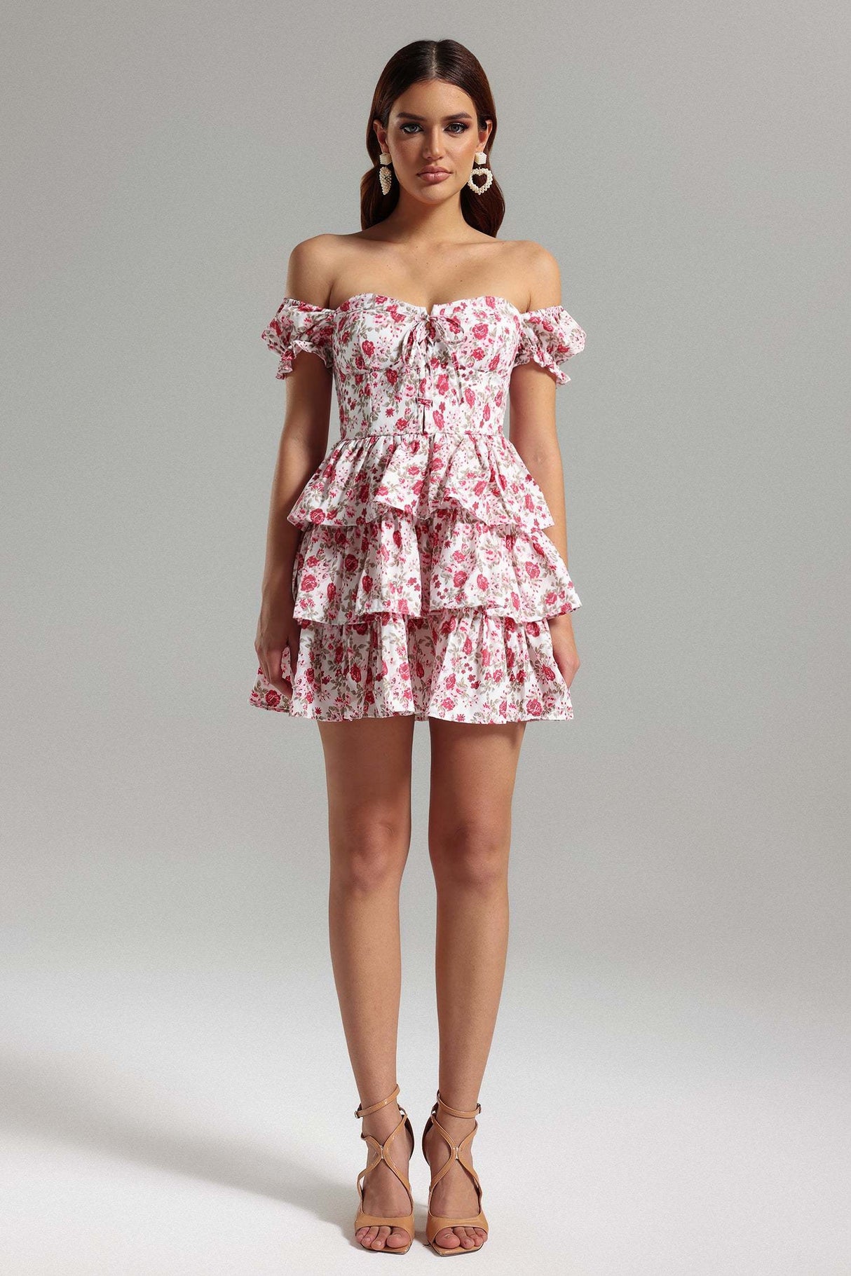 Jenna White Floral Layered Dress