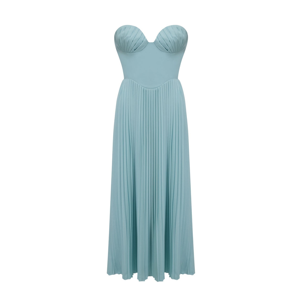 Jessica Blue Maxi Dress with Off - Shoulder Corset Style and Pleated Skirt