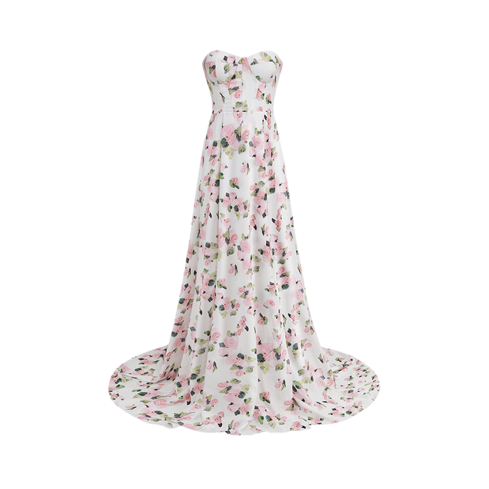 Jessica Floral Maxi Dress with Off - Shoulder Neckline and High - Side Slit