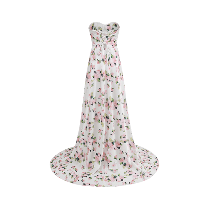 Jessica Floral Maxi Dress with Off - Shoulder Neckline and High - Side Slit