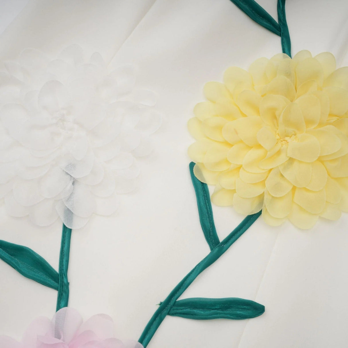 Joanna Midi Dress White 3D Petal Sleeveless Shift & Dart Detailing