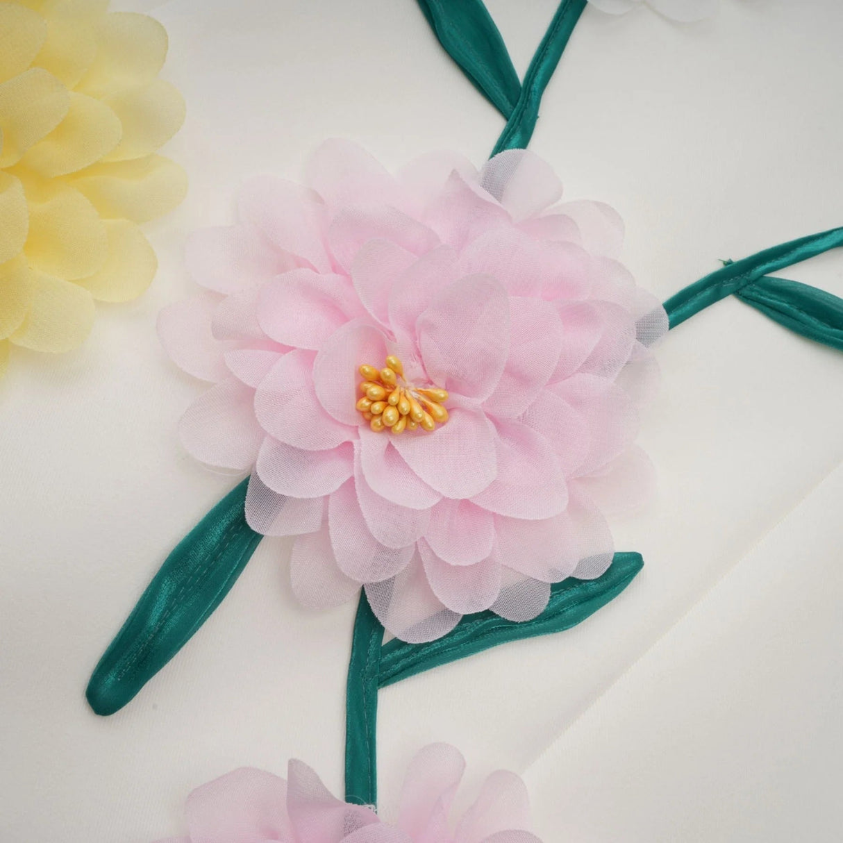 Joanna Midi Dress White 3D Petal Sleeveless Shift & Dart Detailing