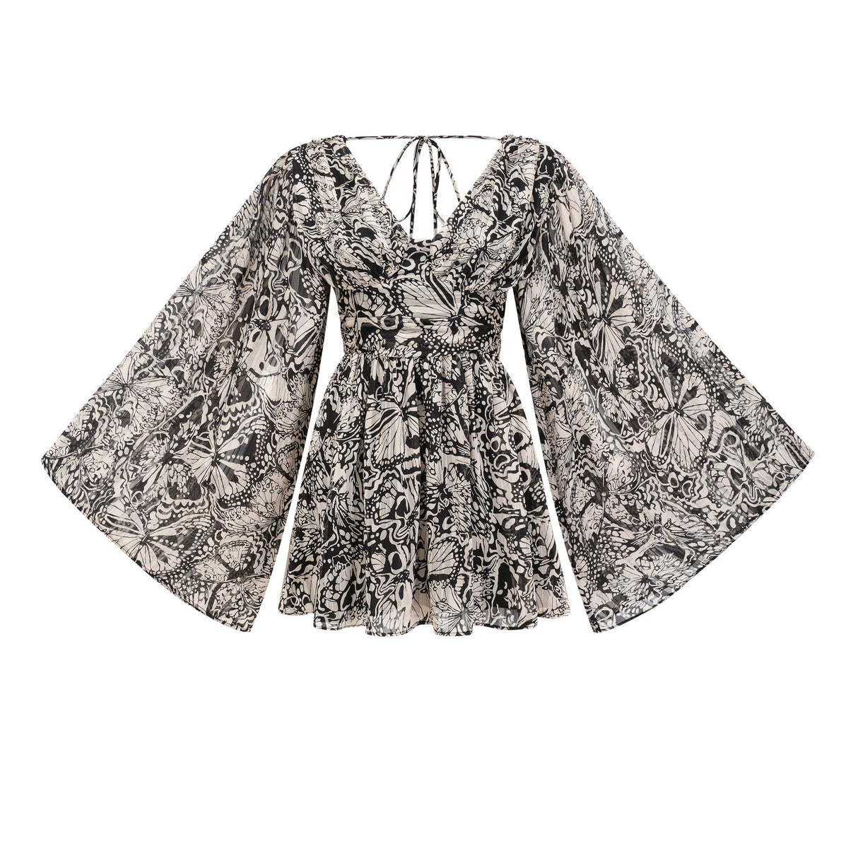 Joanna Mini Dress Black White Pattern VNeck Cut Out