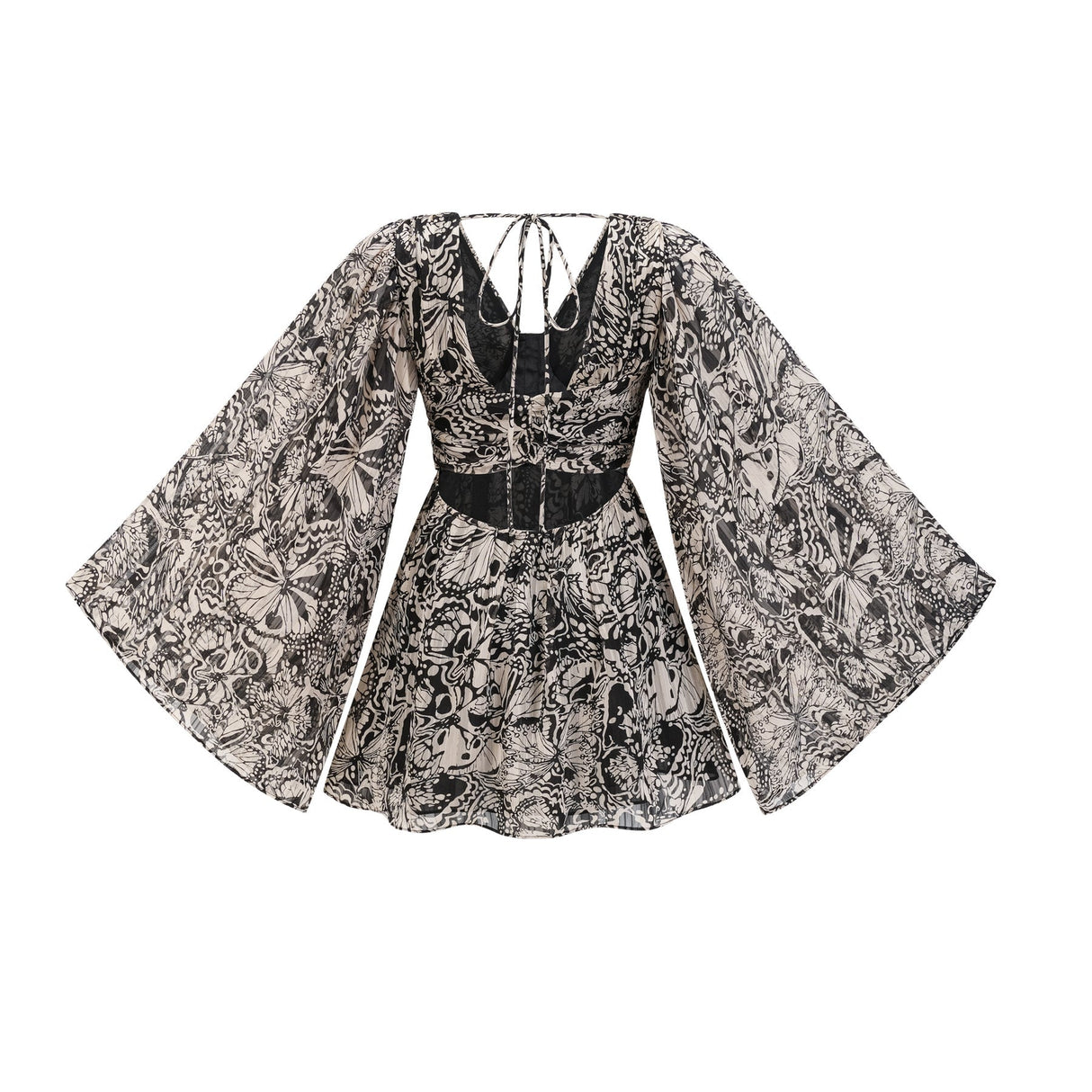 Joanna Mini Dress Black White Pattern VNeck Cut Out