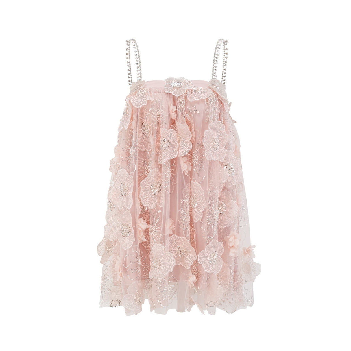 Joanna Mini Dress Crystal Flower Pearl Pink