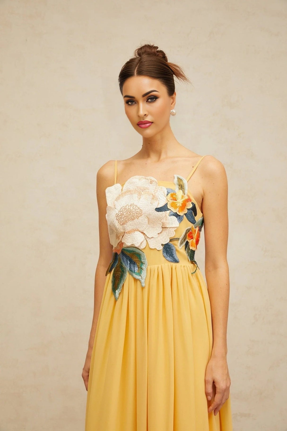Jocelyn Maxi Dress Floral - Embroidered Yellow & Multicolor