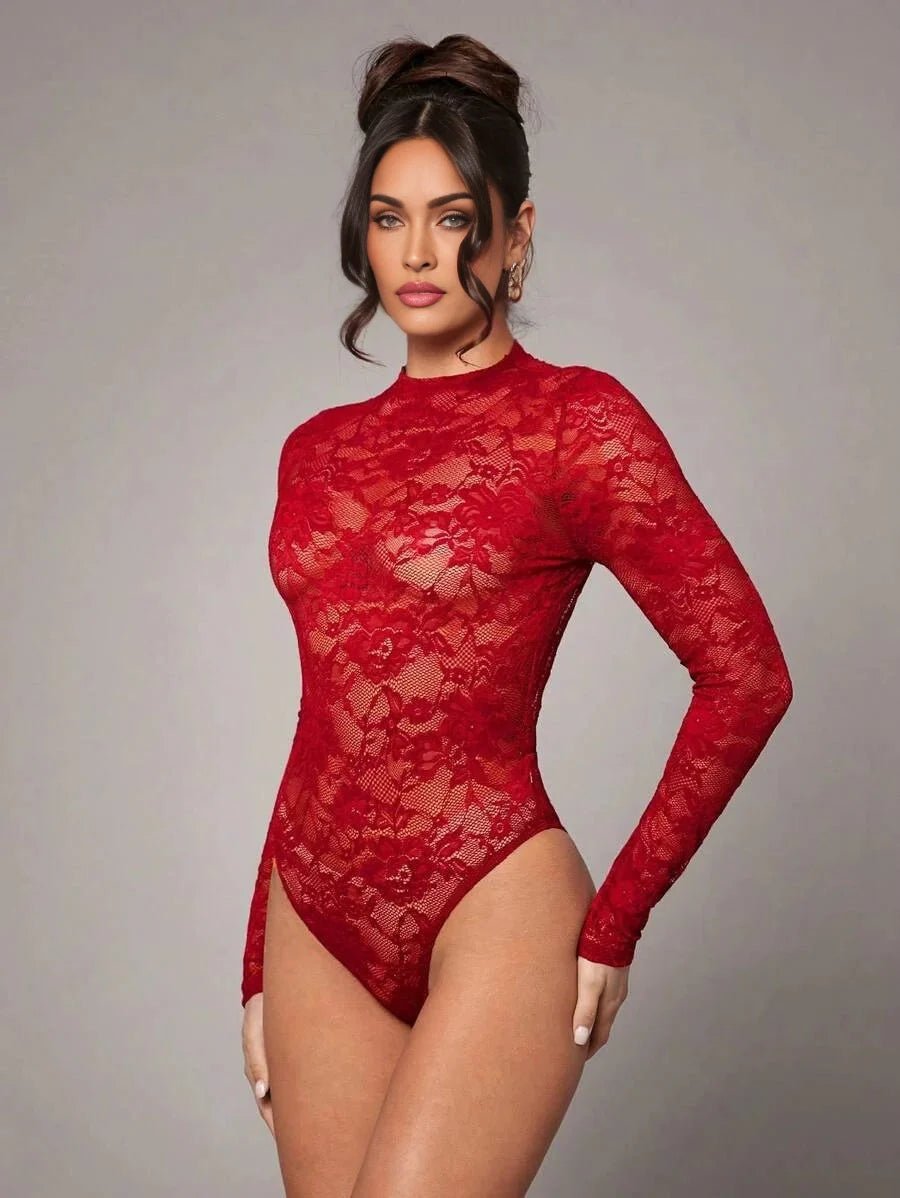 Jolanda Bodysuit - Slim Fit - Knitted Fabric - Medium Stretch - Long Sleeve Length - Stand Collar Style - Premium Quality - Comfortable Design