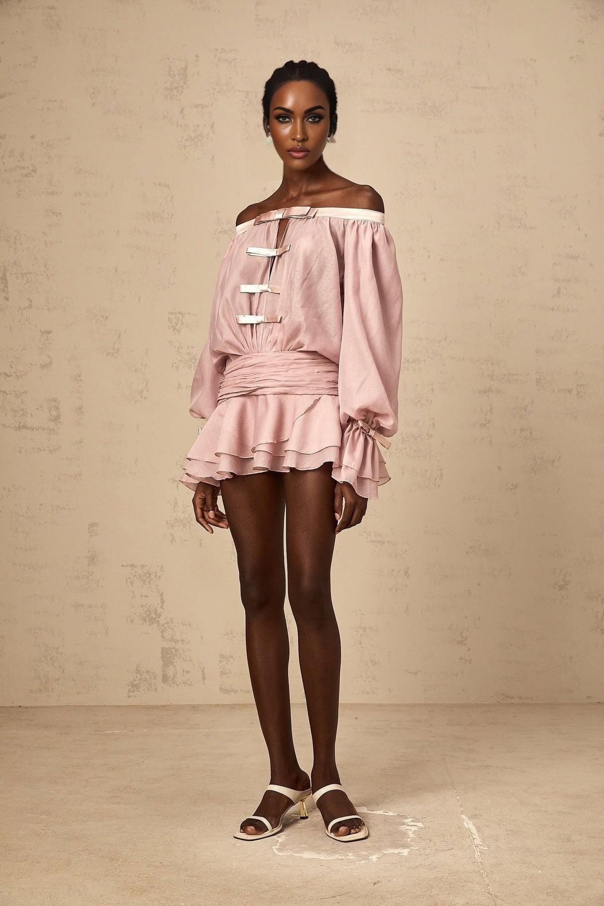 Josephine Mini Dress Josephine Off Shoulder Chiffon Bowknot Dress