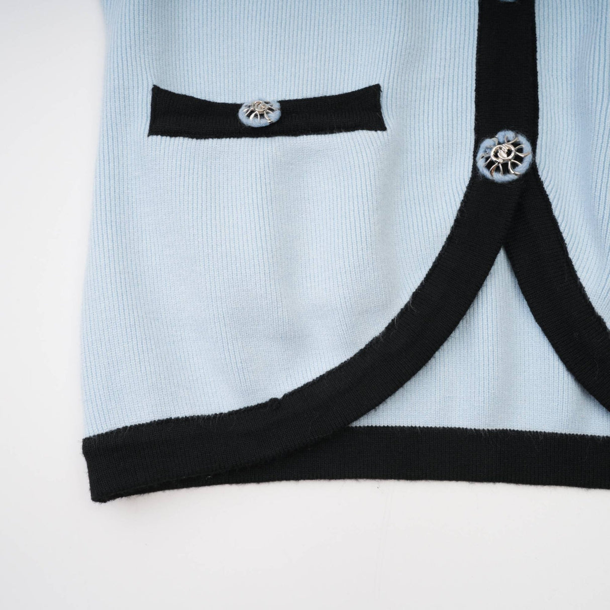 Julia Skirt & Top Set - Knitted Construction - Contrast Colors - Panelled Design - Front Button Detailing