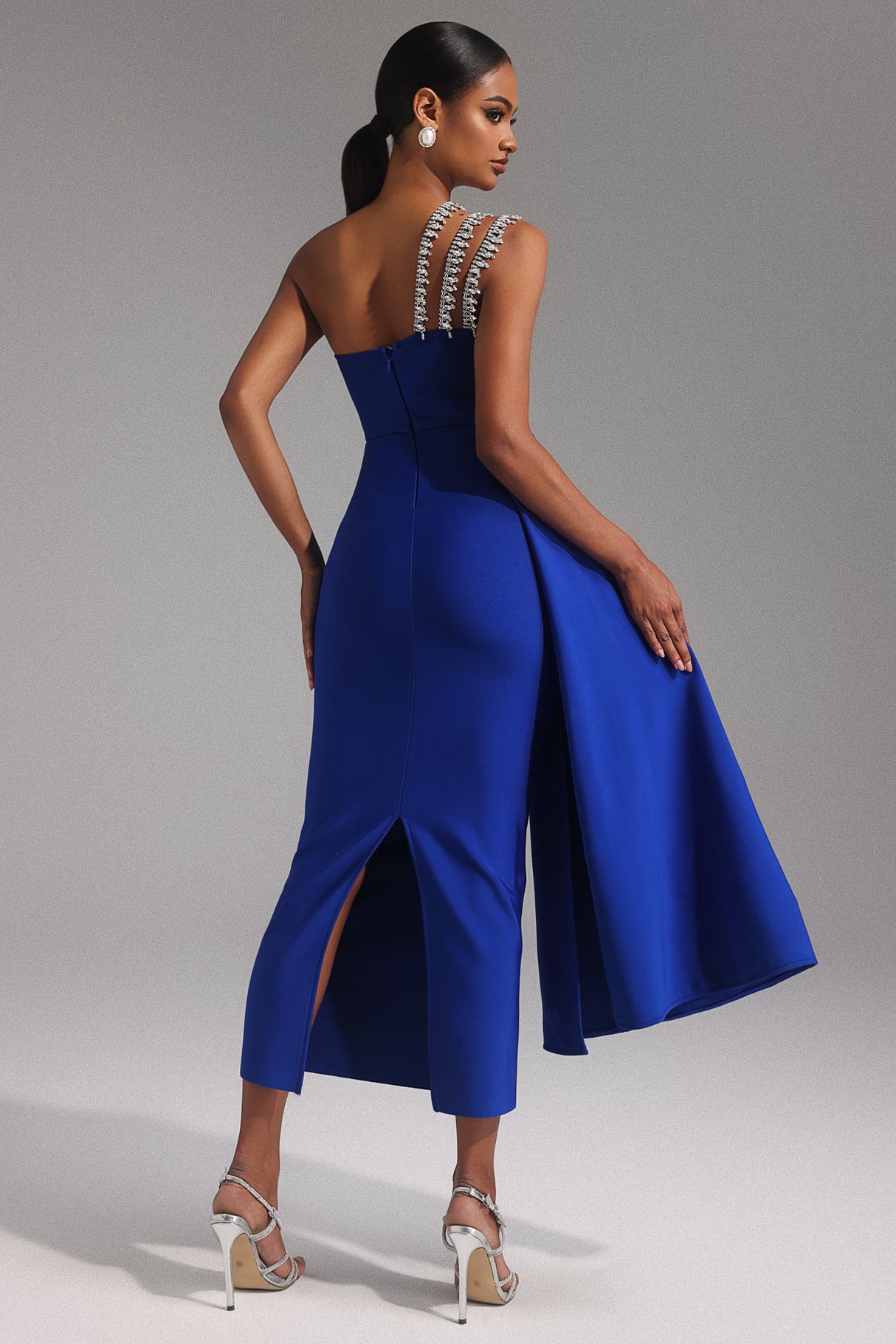 Juliet Blue One-Shoulder Diamond Detail Dress