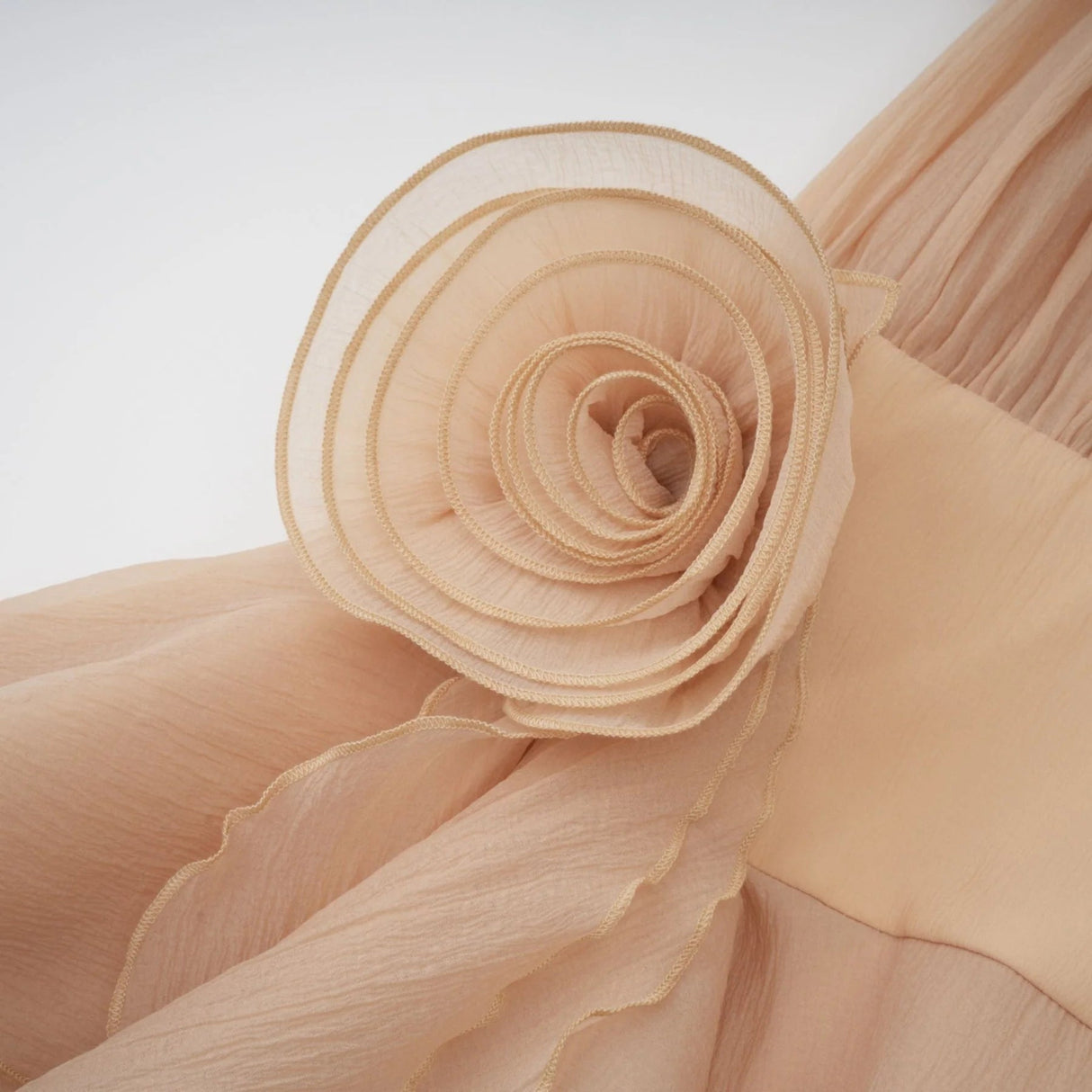 Juliet Mini Dress Floral - Appliqu Flounce Hem Neutrals