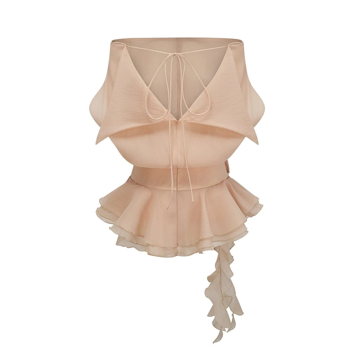 Juliet Mini Dress Floral - Appliqu Flounce Hem Neutrals