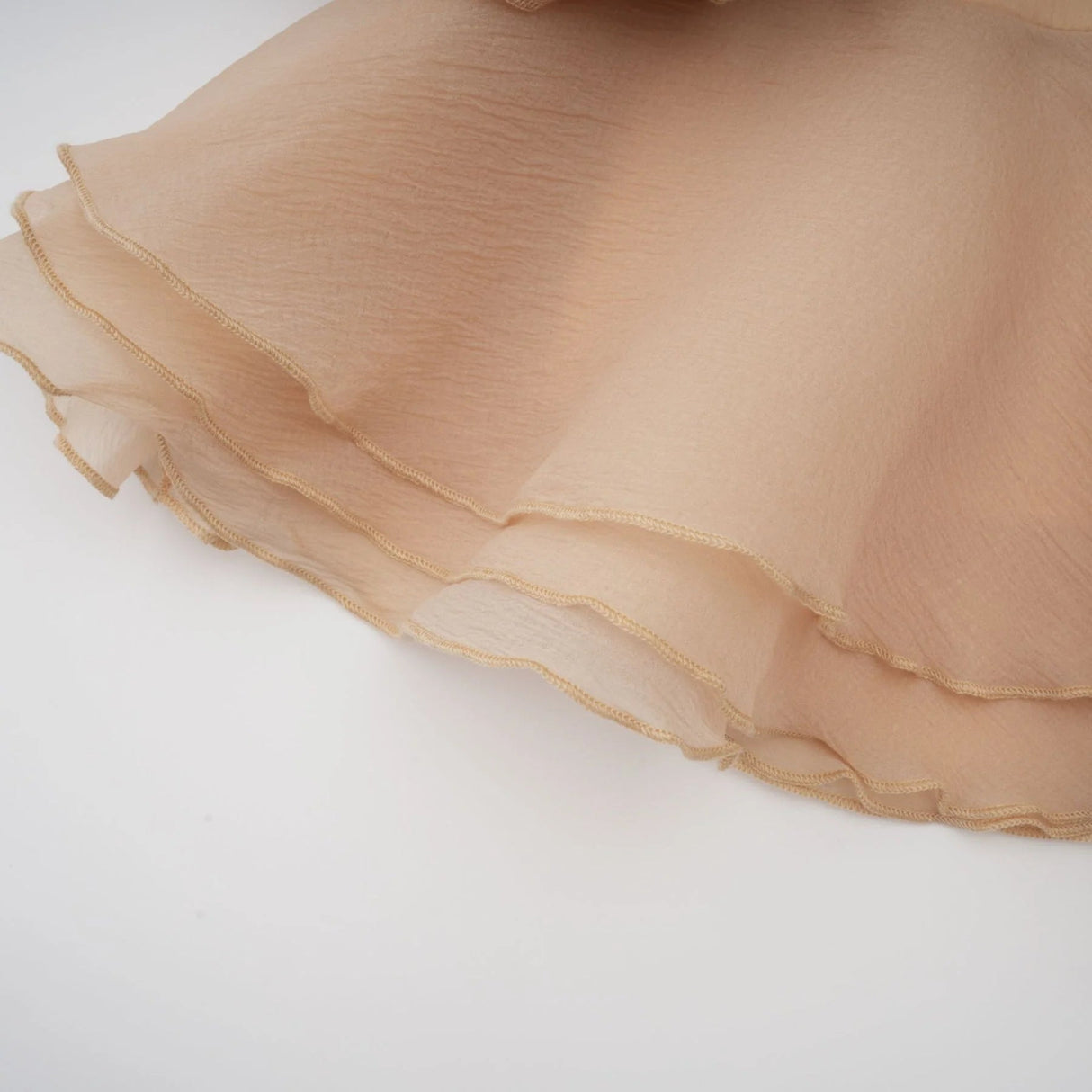 Juliet Mini Dress Floral - Appliqu Flounce Hem Neutrals