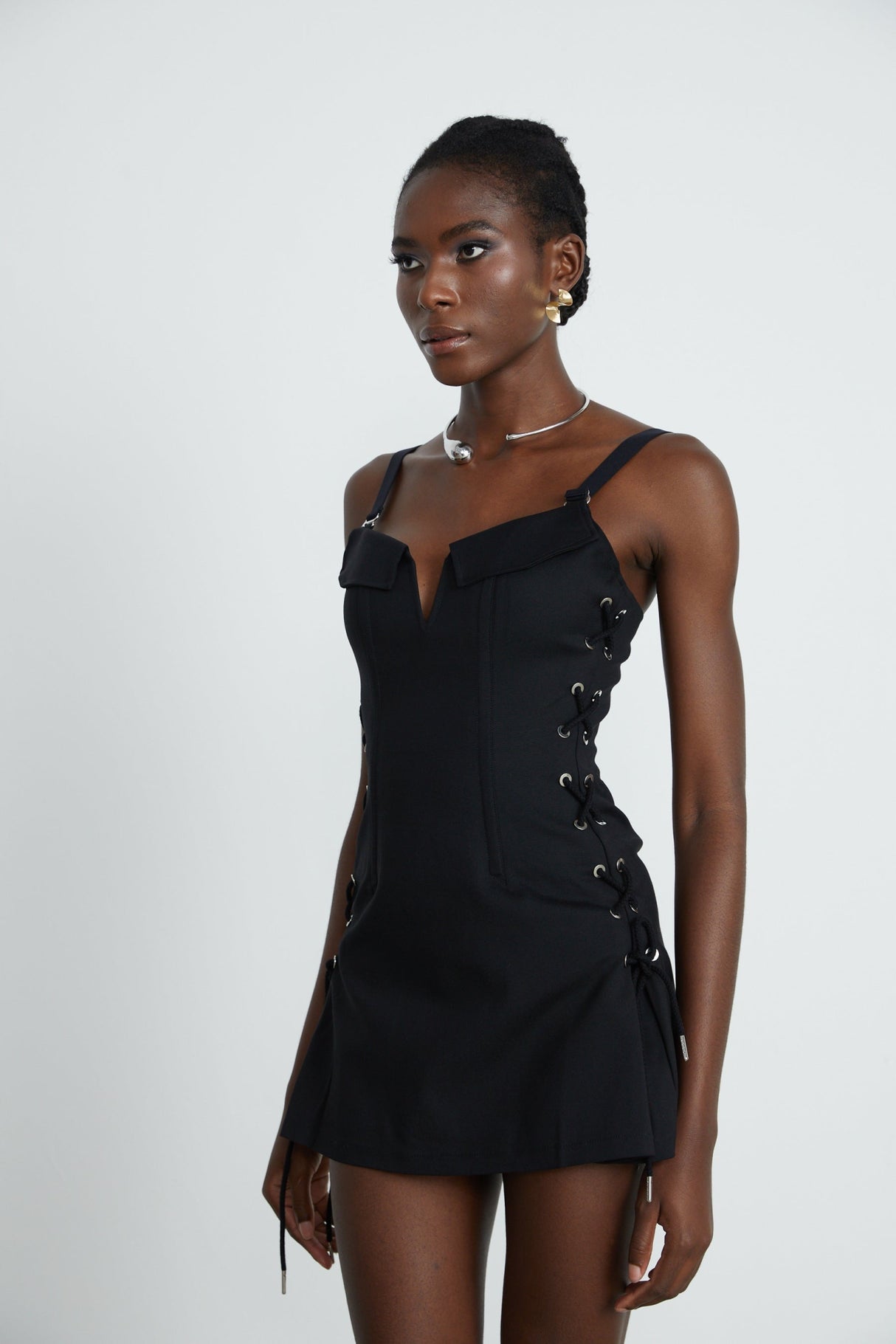 Kadence Dress - Black - Sleeveless - V - Neck - Pocket & Zip Fastening