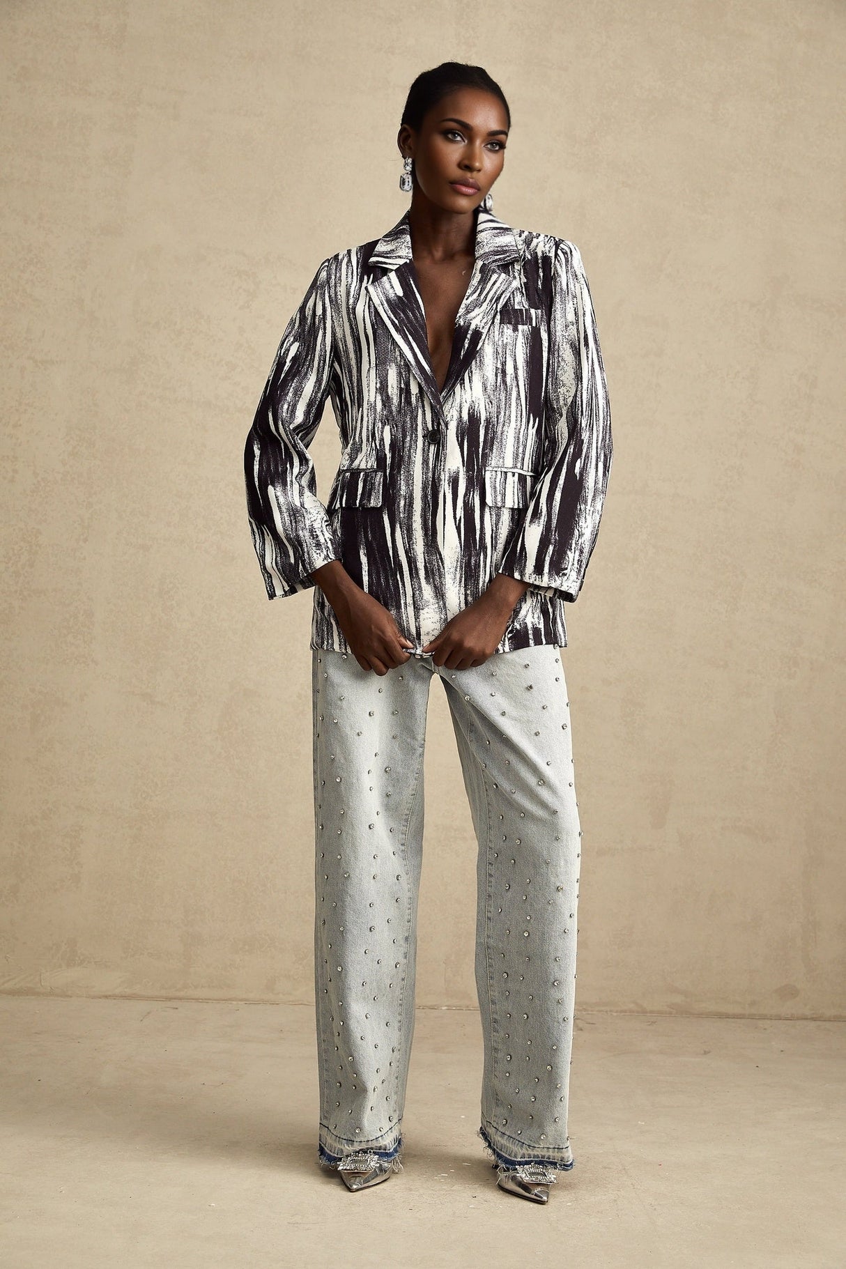 Kadence Jacket Black White Graffiti Print