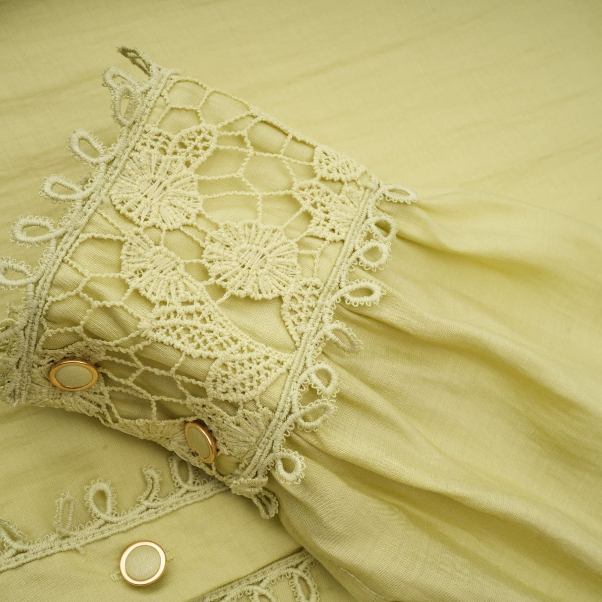 Kaitlin Shirt & Skirt Green Floral Embroidered Set