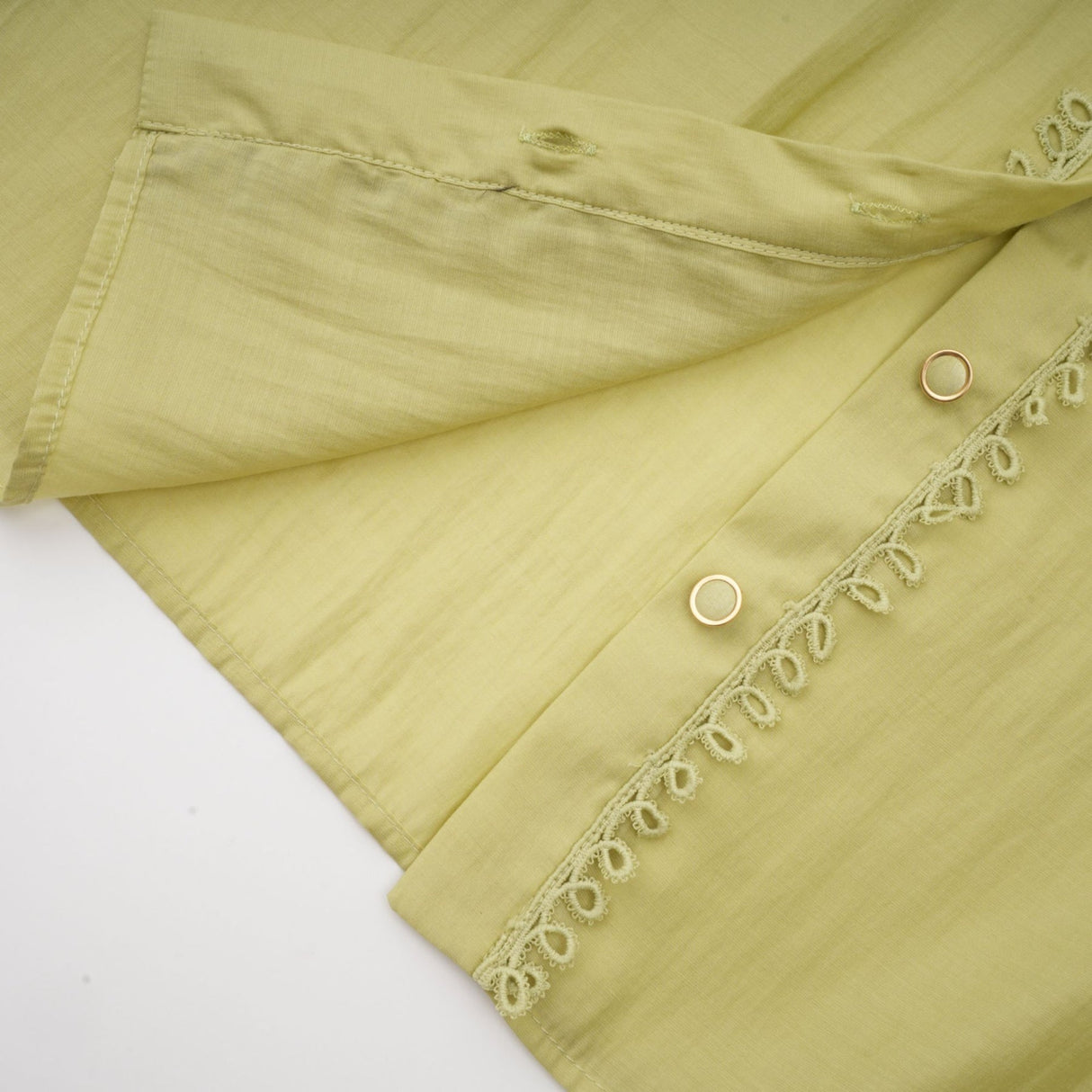 Kaitlin Shirt & Skirt Green Floral Embroidered Set