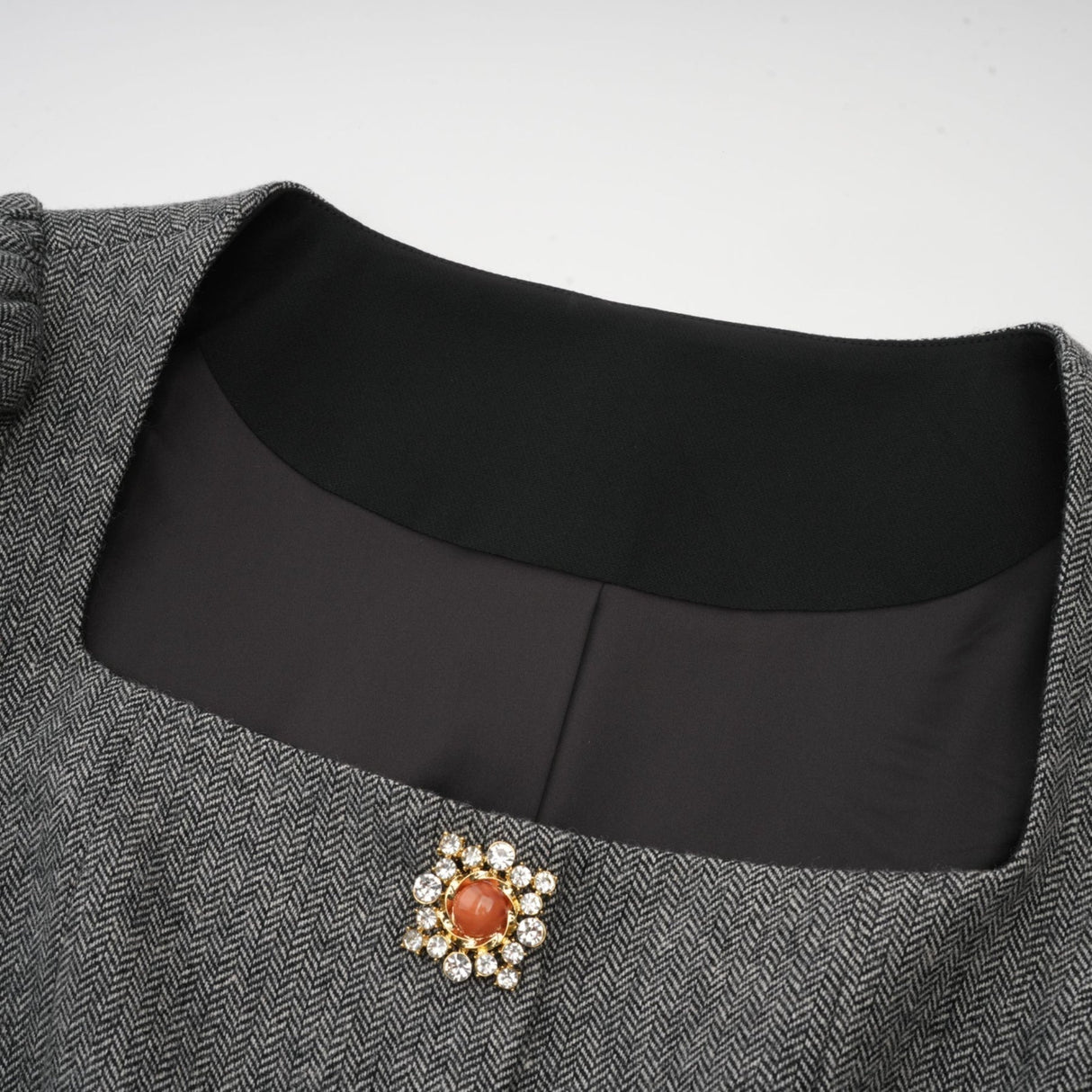 Kali Top & Shorts Herringbone Grey Peplum Crystal Embellished