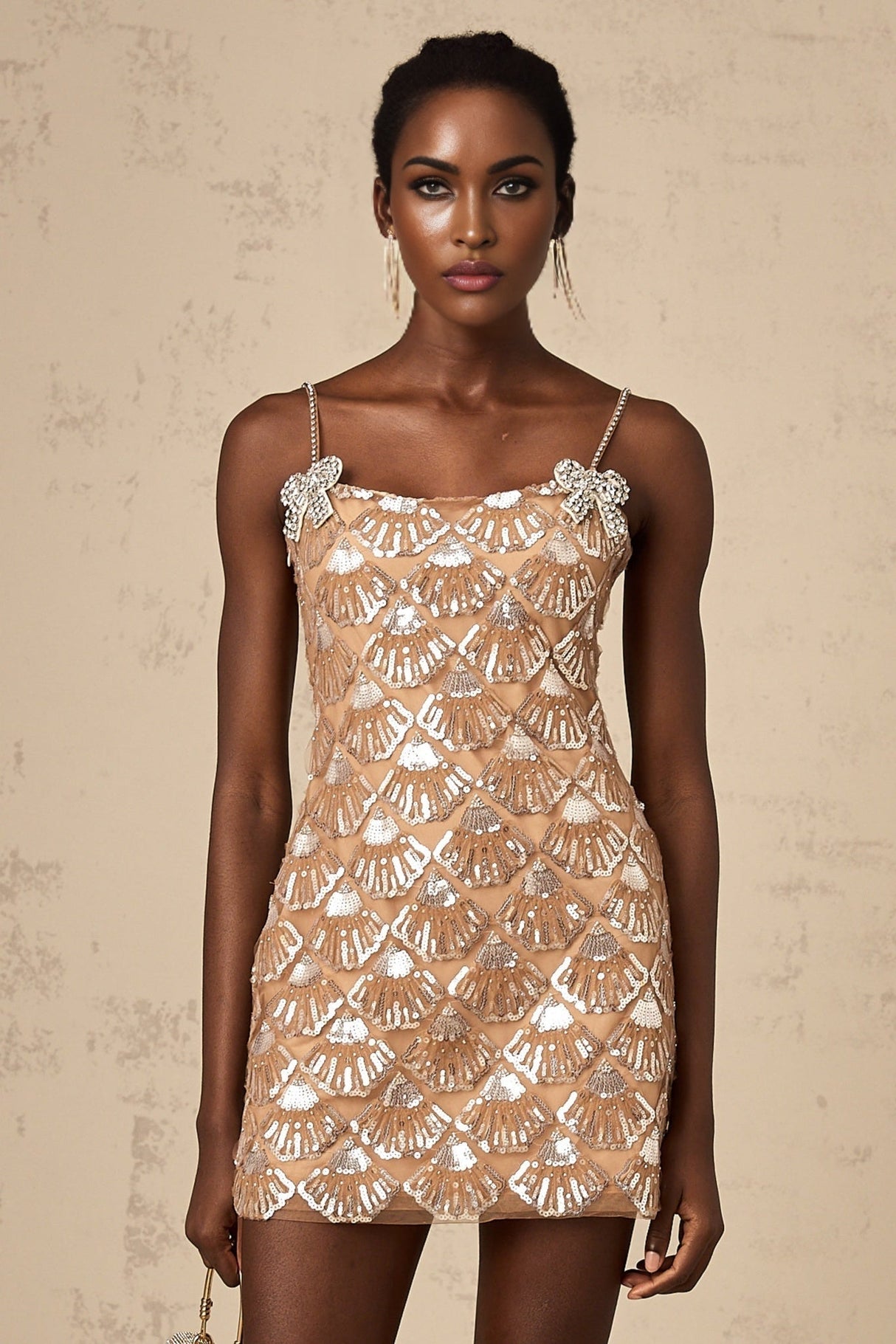 Kayleigh Mini Dress – Sleeveless – Sequin Embellishment – Crystal Embellishment