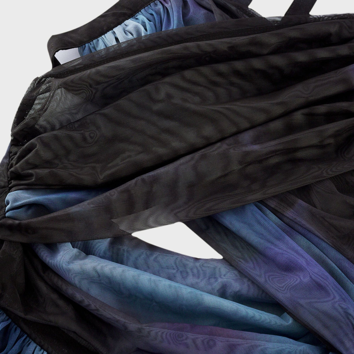 Kaylie Blue to Black Ombre Maxi Dress with Pleats, Halter Bustier and Slit