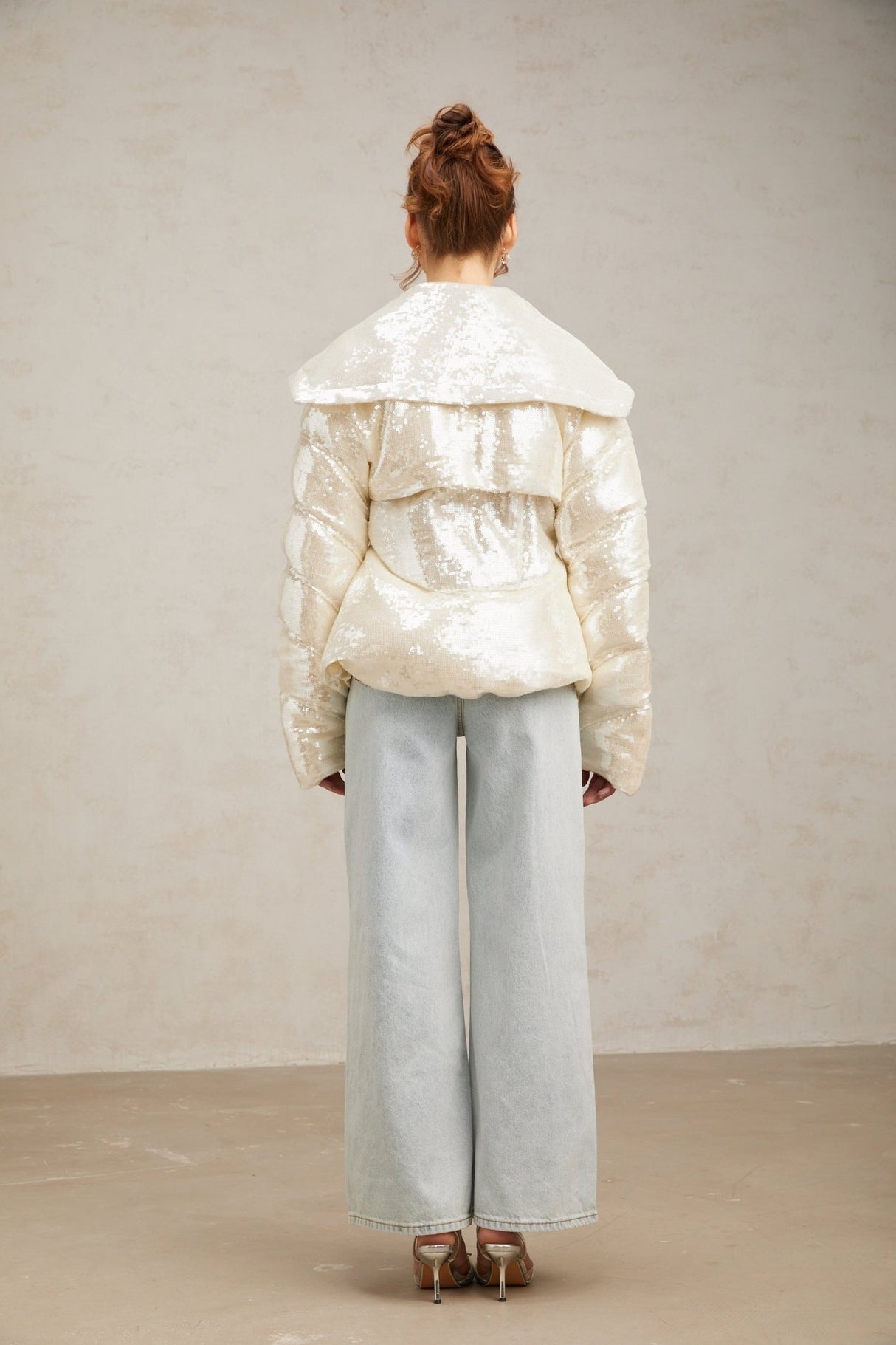 Kenzie Coat Kenzie Sequin White Down Sailor Collar Coat