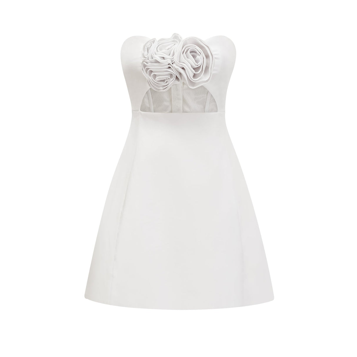 Kenzie Dress White Floral Cut - out & Off - shoulder Thigh - length