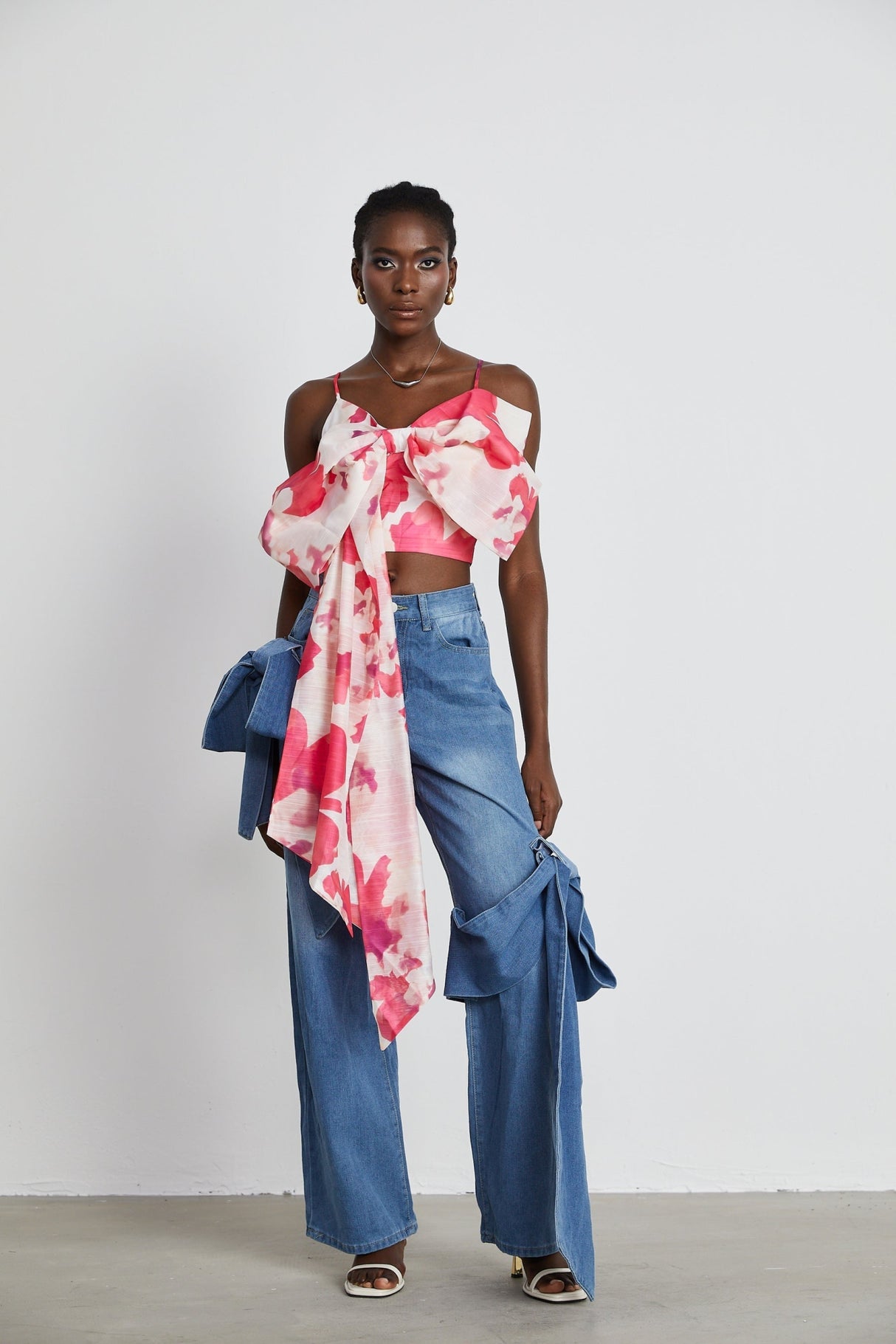 Khloe Jeans Wide Leg with Bow Detail