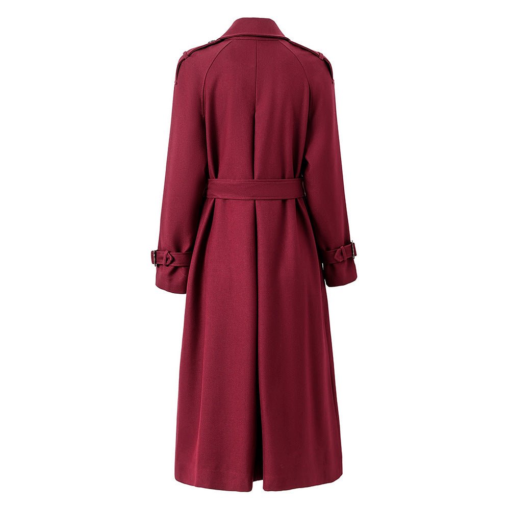 Kiara Double - Breasted Trench Coat – Long Tailored Silhouette with Adjustable Waist Belt – Premium Wool Blend – Wide Lapels & Epaulettes