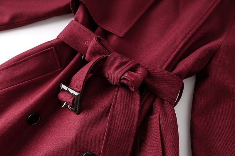 Kiara Double - Breasted Trench Coat – Long Tailored Silhouette with Adjustable Waist Belt – Premium Wool Blend – Wide Lapels & Epaulettes