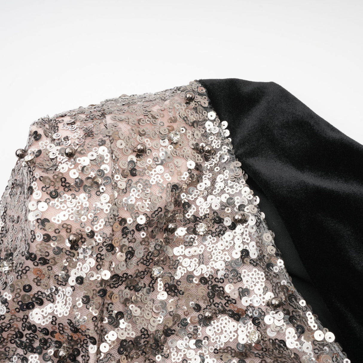 Kiara Maxi Dress - Asymmetric One - Sleeve Design with Attached Scarf & Sequin Embellishments