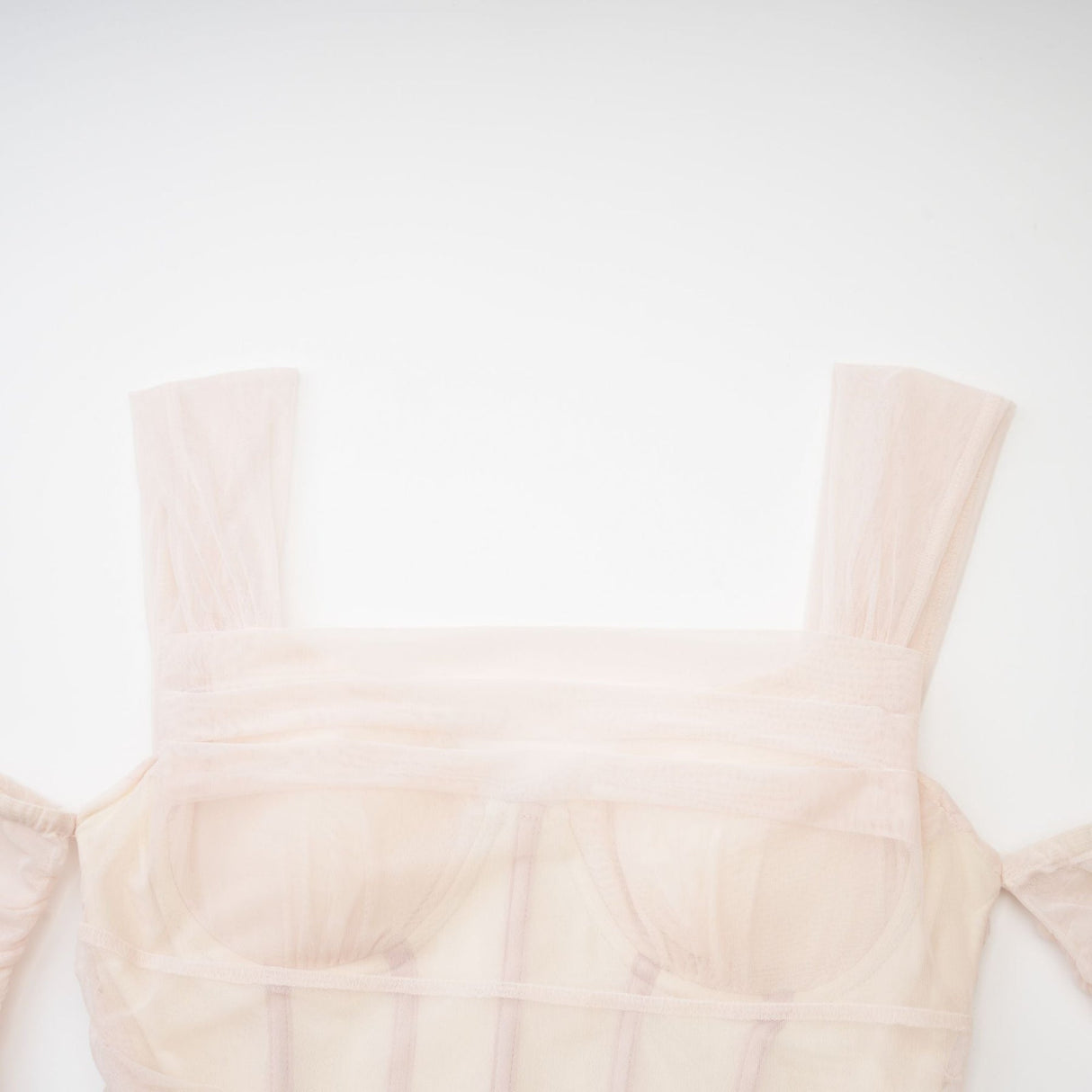 Kiara Midi Dress White Bustier Mesh Layered & Waist Tie Zip Length