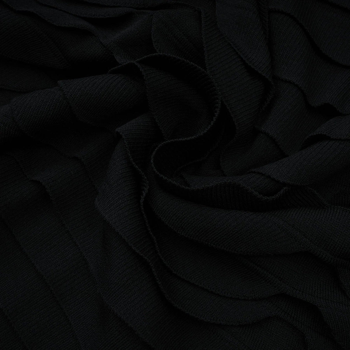 Kiera Midi Dress 3D Snake Pattern Godet Black & Flared