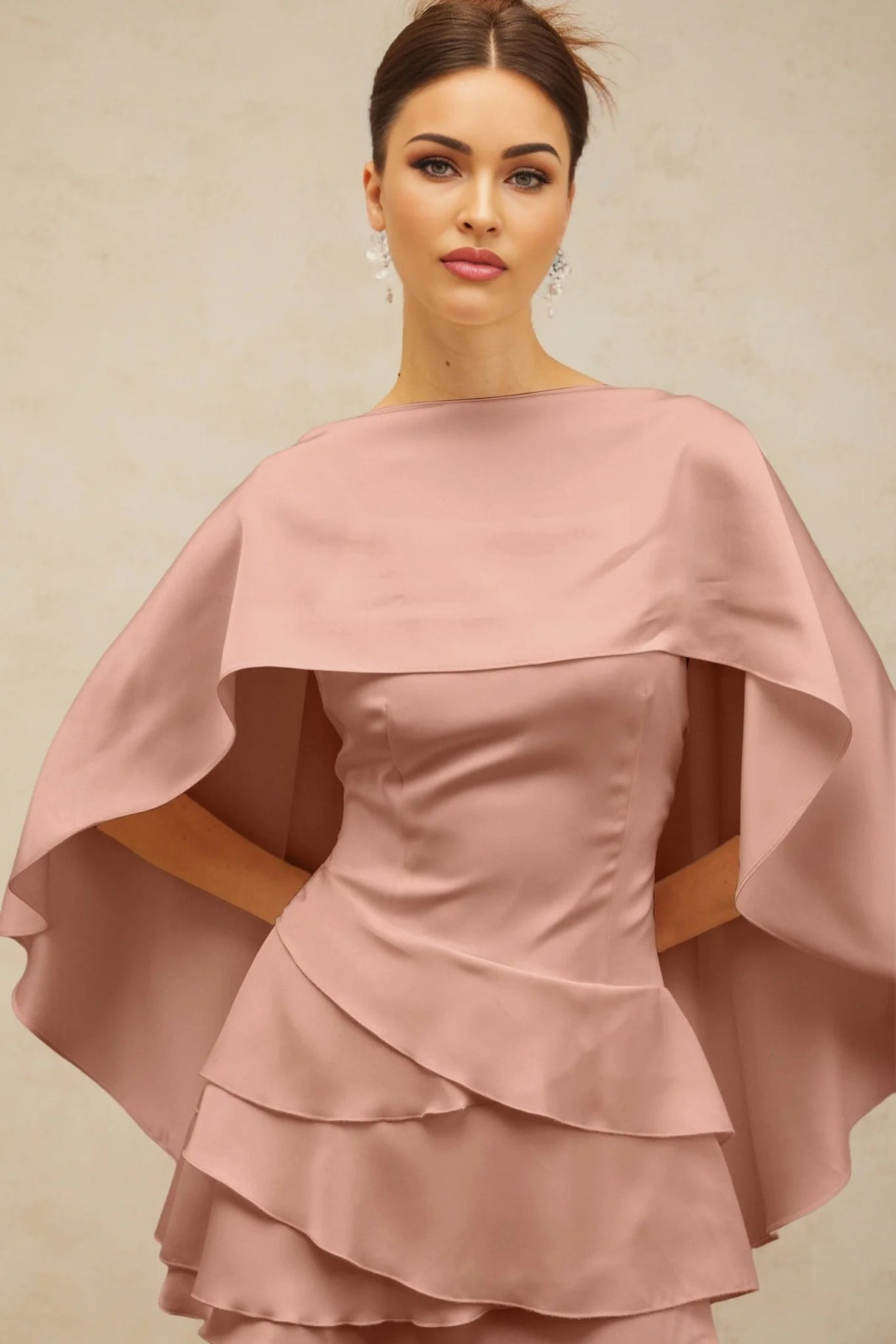 Kiera Mini Dress Pink Satin Ruffled Cocktail