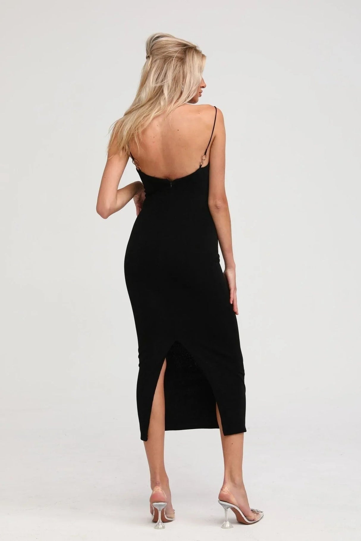 Kimberly Midi Dress Black Bustier Off - shoulder Design