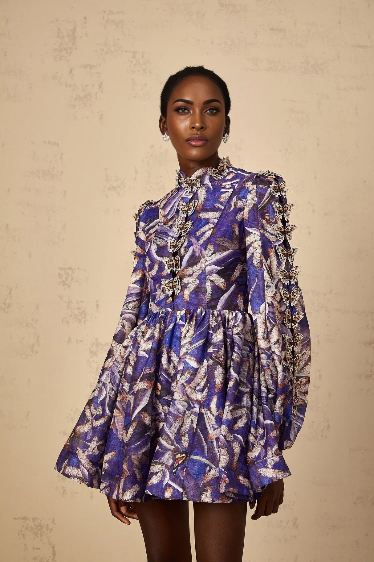 Kimberly Mini Dress Purple Butterfly - Appliqu & Cut - Out