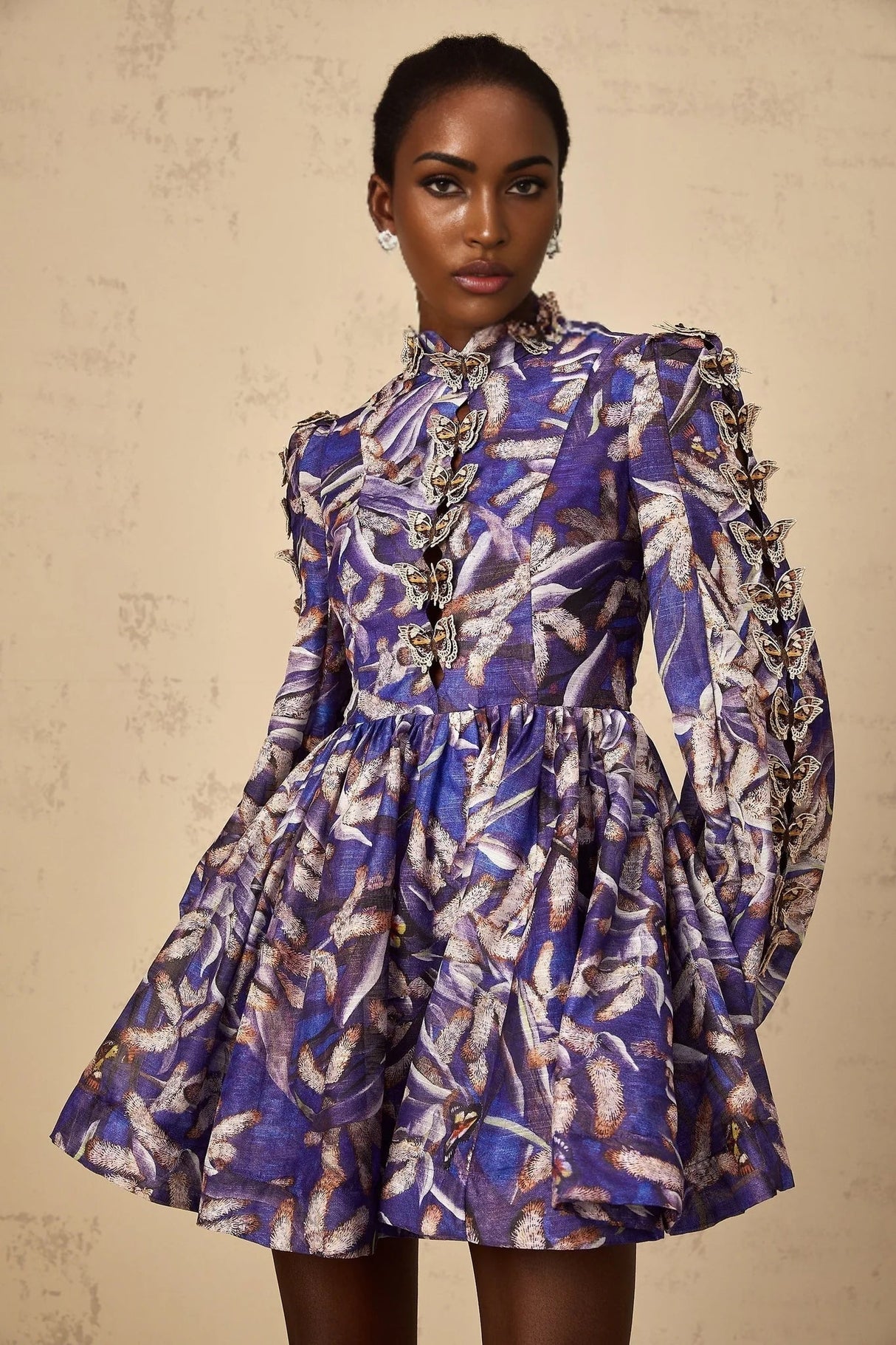 Kimberly Mini Dress Purple Butterfly - Appliqu & Cut - Out