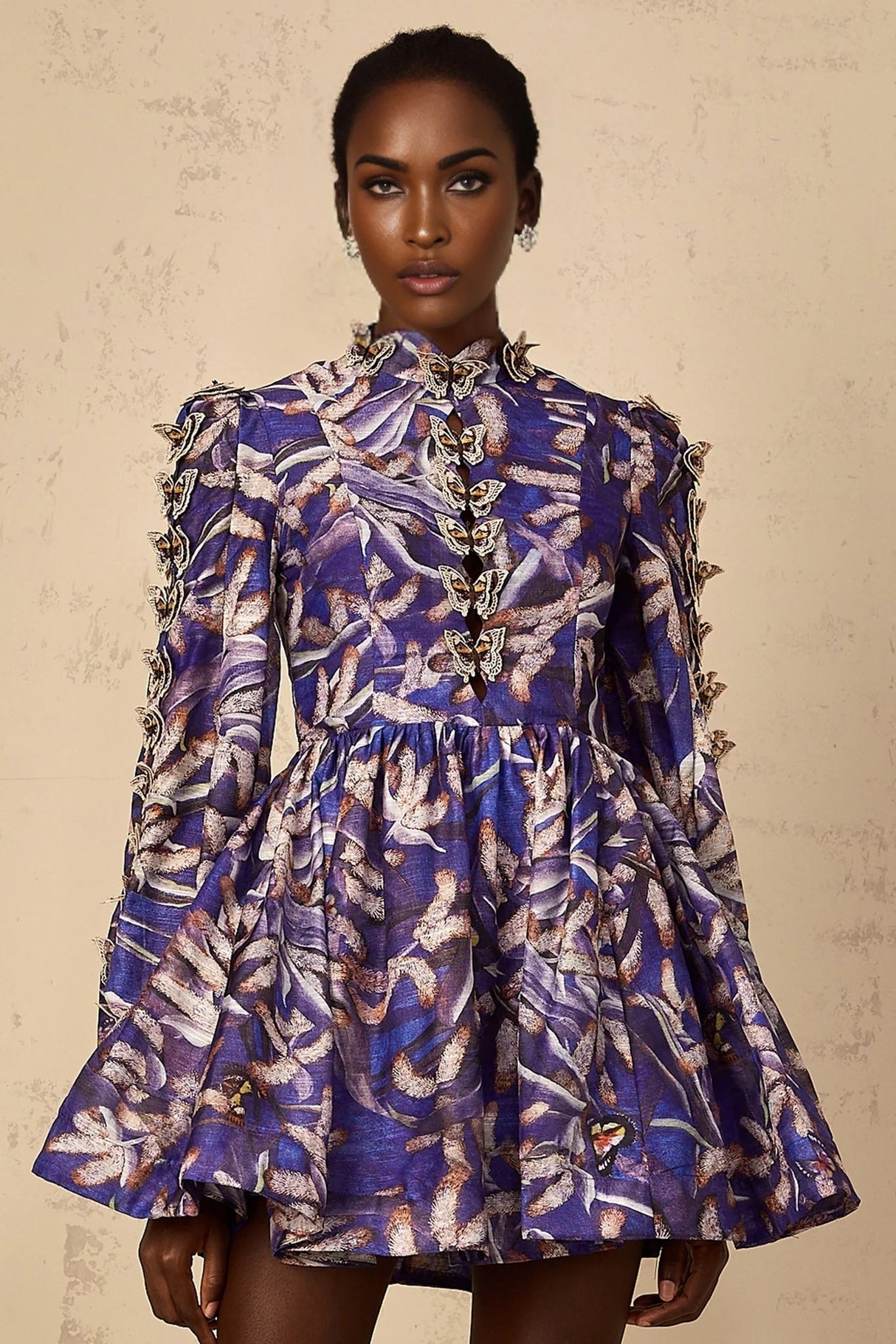 Kimberly Mini Dress Purple Butterfly - Appliqu & Cut - Out